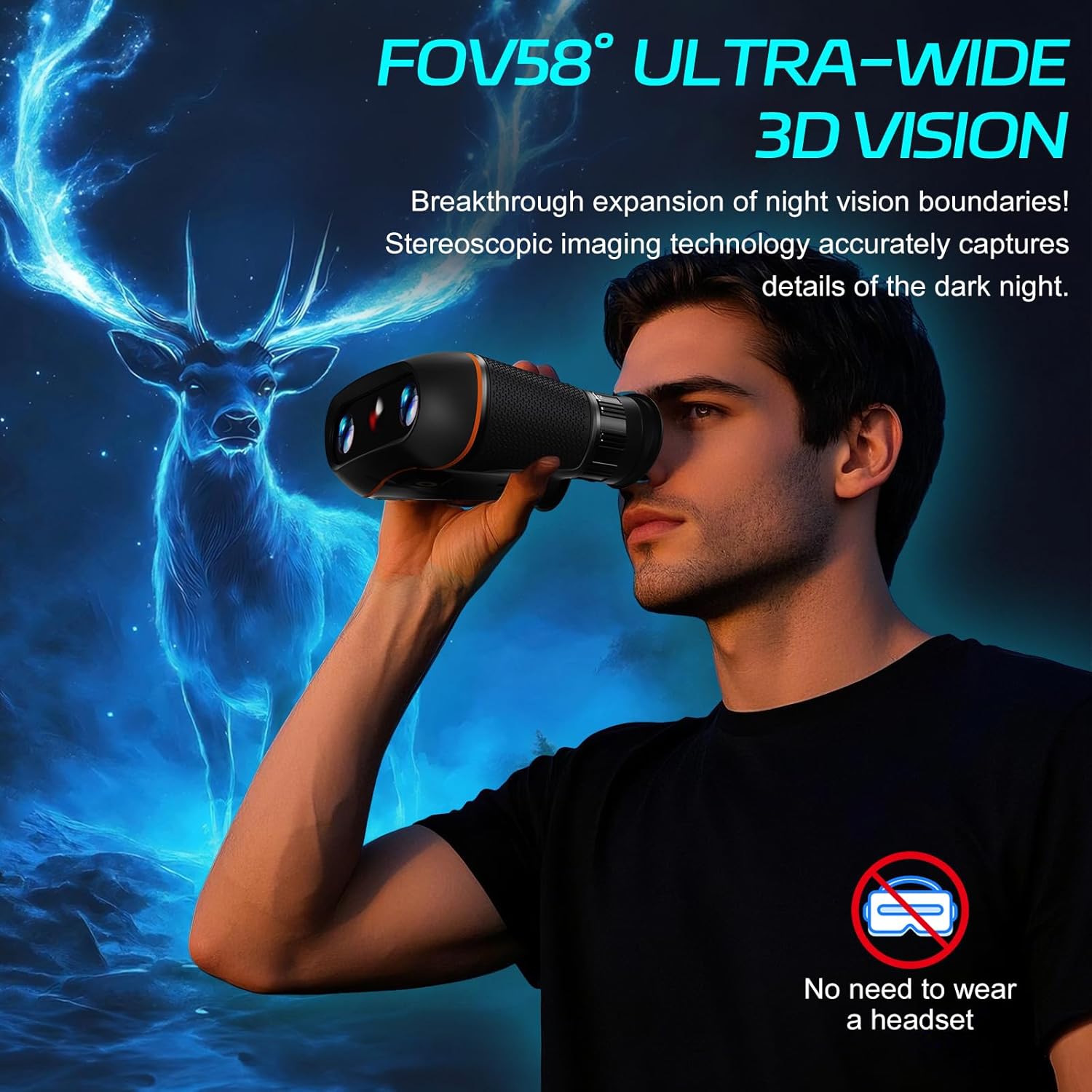 3D VR Night Vision Goggles - 4K Night Vision Binoculars,Wide FOV 58° 3600mAh Battery 8X Digital Zoom, 32GB Card to Save Photos and Videos for Camping,Security - Image 5