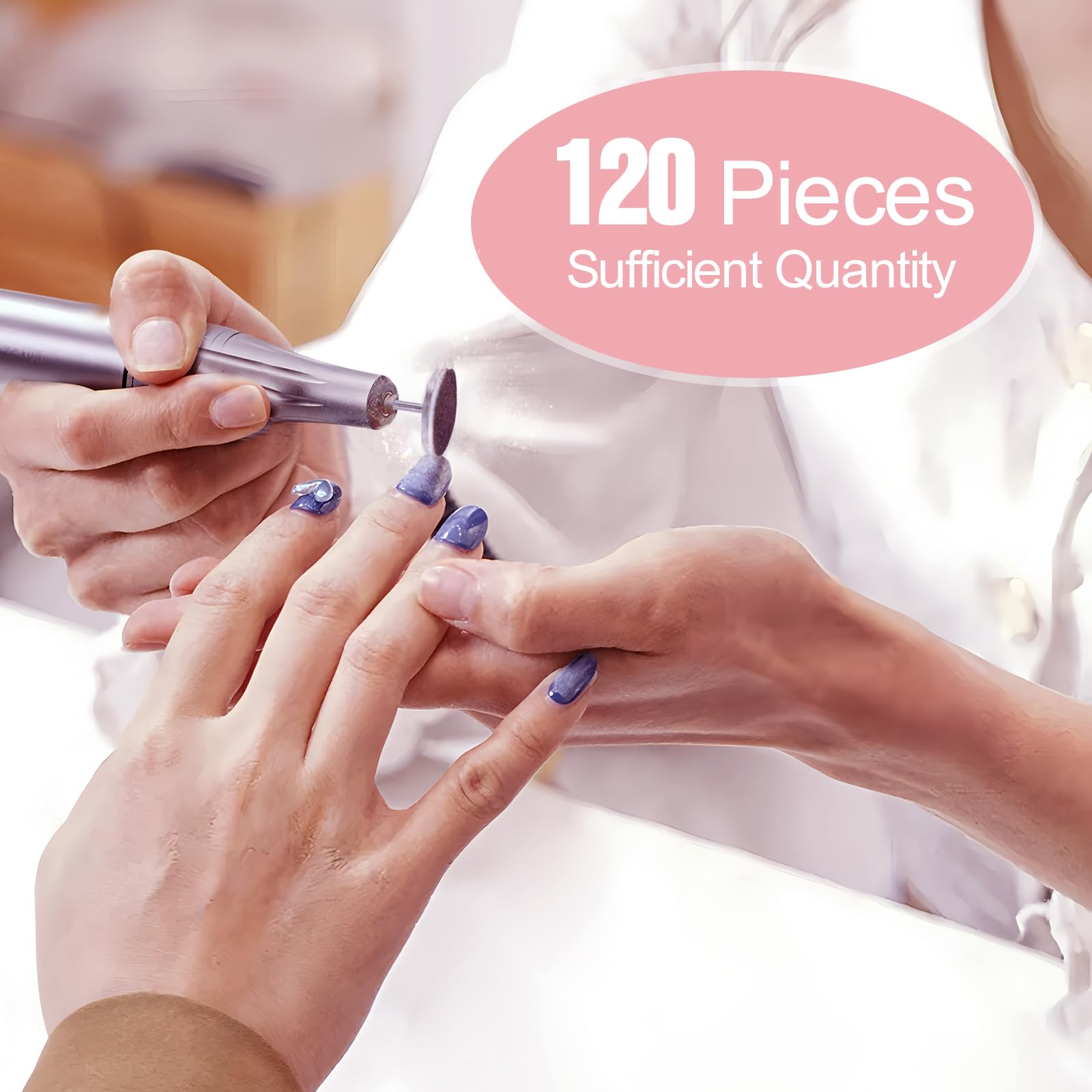 Kit Pedicura Eléctrico – 120 Discos Abrasivos 25mm con 2 Brocas para Torno – Capuchones para Torno de Uñas, Accesorios para Cuidado de Pies, Uso en Casa o Salón