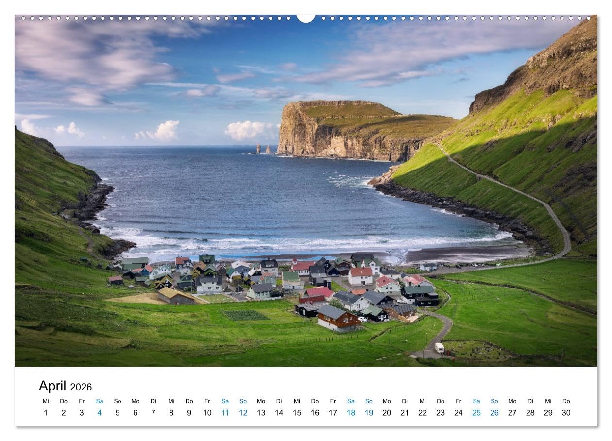 Färöer - Archipel im Nordmeer (hochwertiger Premium Wandkalender 2026 DIN A2 quer), Kunstdruck in Hochglanz: Fotografien von der Inselgruppe der Färöer