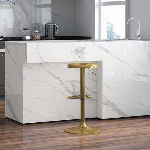 Miniatura 2 de Brage Living Taburete de bar ajustable, taburete de bar giratorio redondo de metal con elevador de aire, silla de bar de altura de mostrador sin