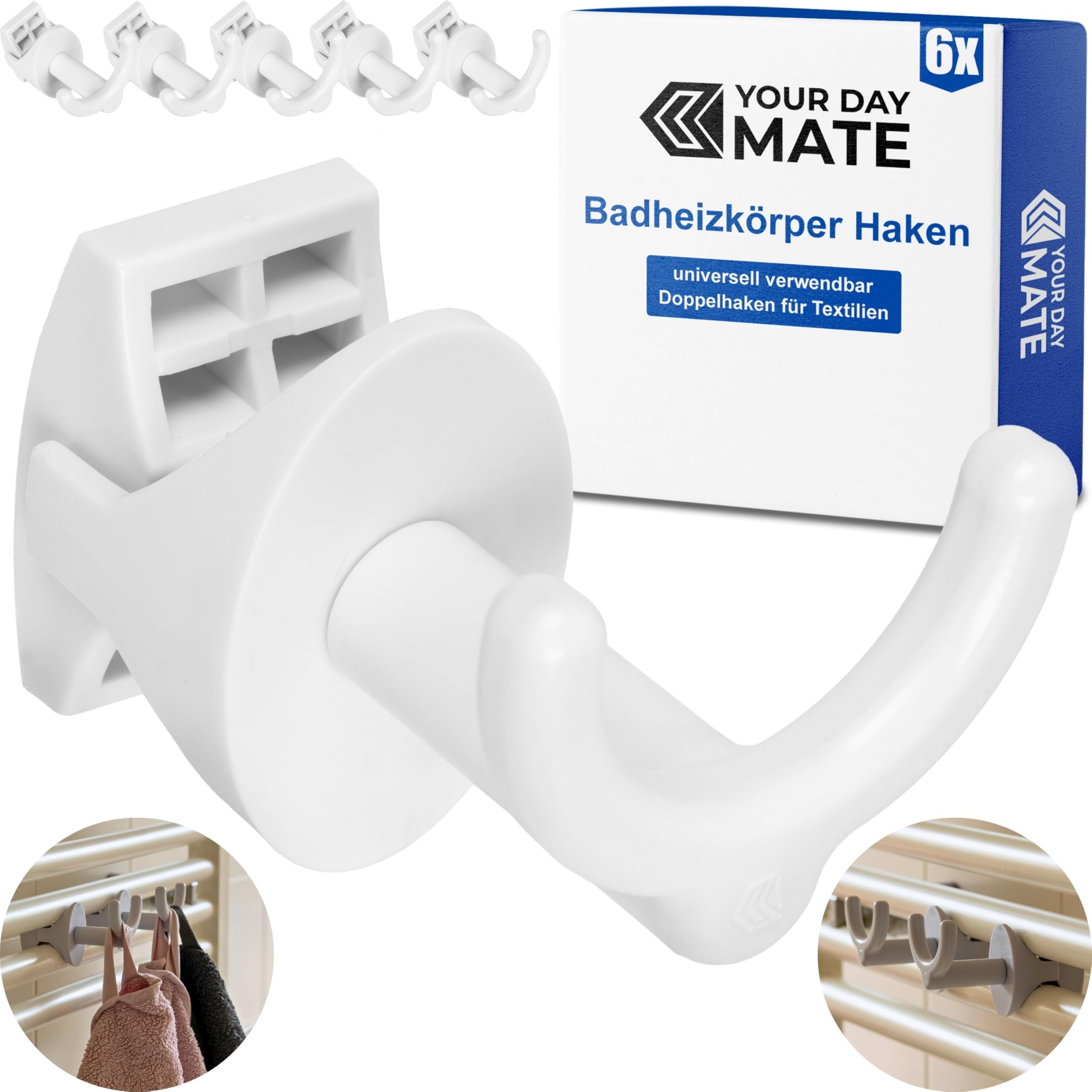 Set Ganci Bagno Set Di 5 Ganci Asciugamani Per Termosifone - Pratici, Rotondi, In PETG, Montaggio A Scatto Set Ganci Asciugamani Radiatori Bagno Petg 5 Pezzi - Foto 7