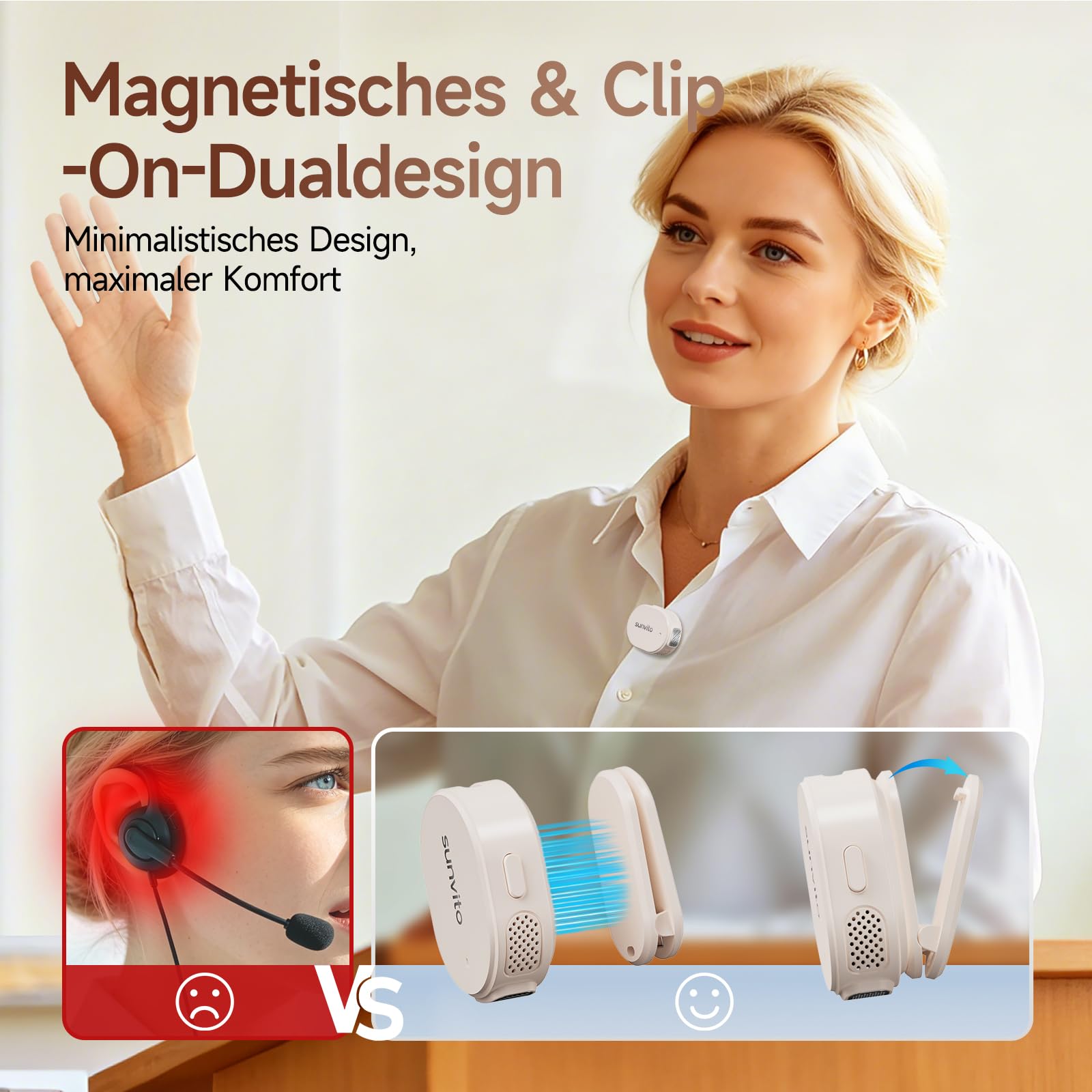 Tragbarer Sprachverstärker Bluetooth Lautsprecher mit 2 kabellosem Headset-Mikrofon, wiederaufladbarer Mini Sprachverstärker für Lehrer, Trainer, Reiseführer, Meetings und Präsentationen