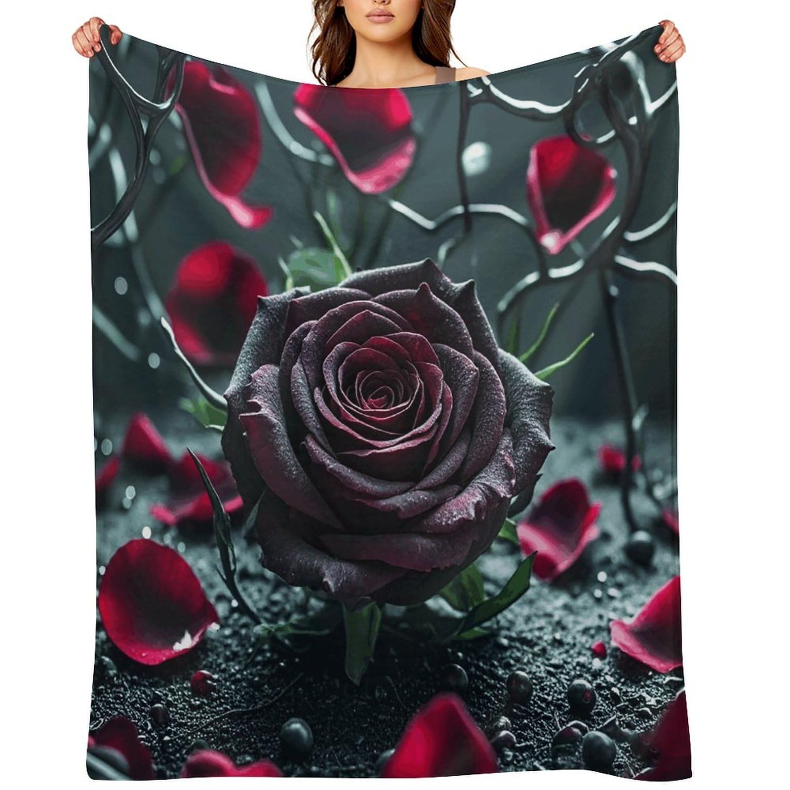 Rose Throw Blanket for Couch and Bed Super Soft Warm Lightweight Throw Blankets Cozy Fuzzy Flannel Blanket Personalized Decorative Blankets for Sofa Decor 50"x60"