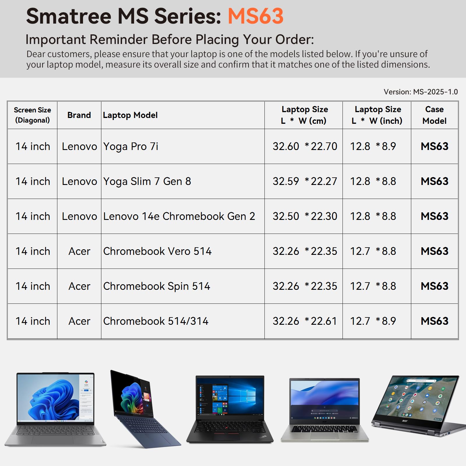 Smatree MS63 Custodia protettiva rigida in EVA con stand compatibile per 14 pollici Lenovo Yoga Slim 7 Gen 8, Lenovo 14e Chromebook Gen 2/YogaPro 7i, per Acer Chromebook Vero 514/Chromebook Spin 514
