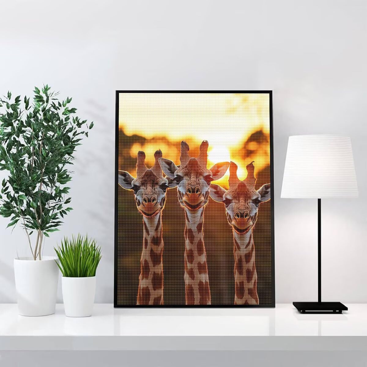 Diamond Painting Kit Completo, Diamond Painting Giraffa, 5D Quadrato Pittura Diamante Kit Manualidades Adultos DIY Diamantini Crystal Art Disegni Ricamo Punto Croce Artigianale,60x90cm Tramonto j0-885