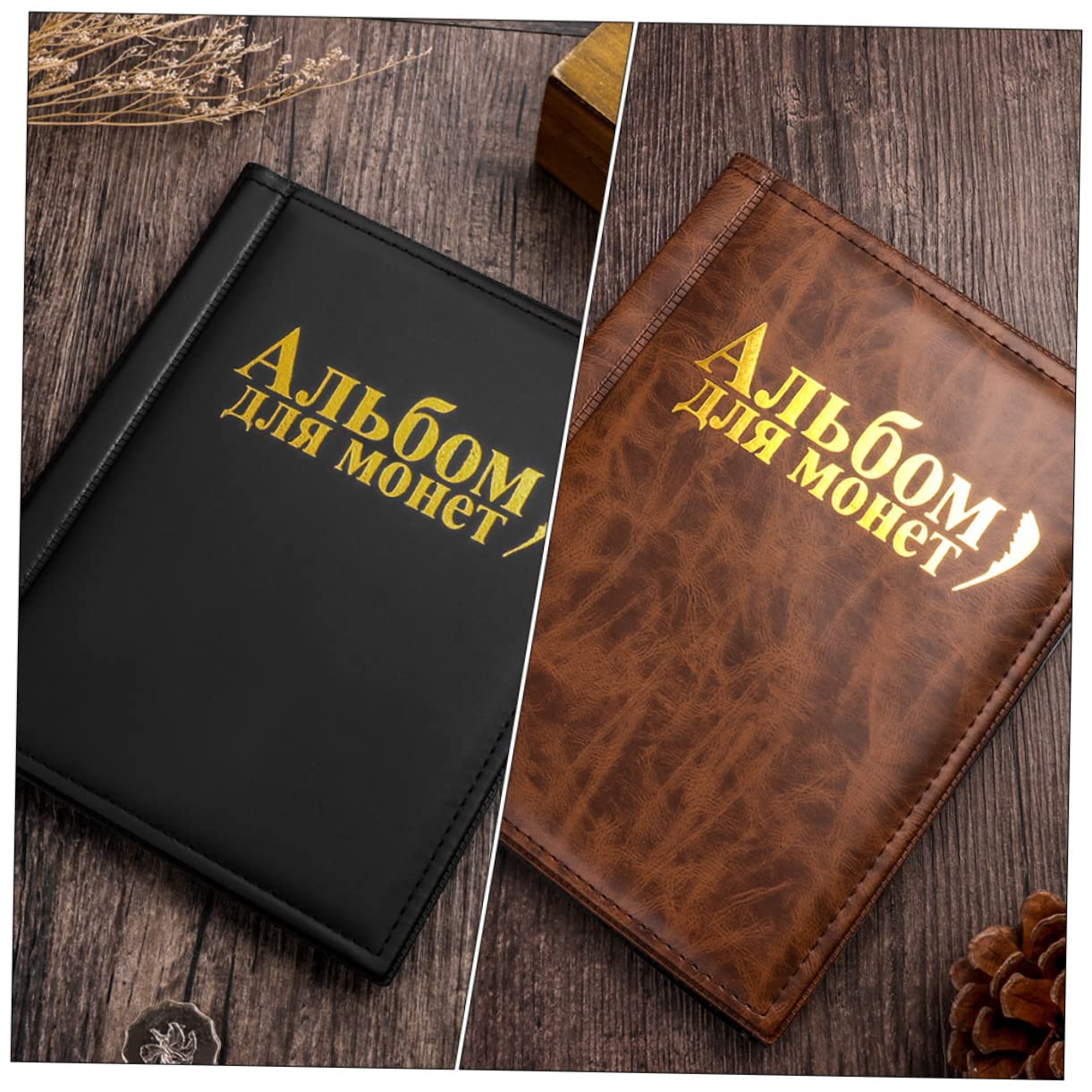 Artibetter 2pezzi Album Collezione Monete in Pelle Pu Bordi e Angoli Arrotondati Confezione Spessa Morbida Sensazione al e Durata Migliorate Adatto per Monete Commemorative e Piccoli Oggetti