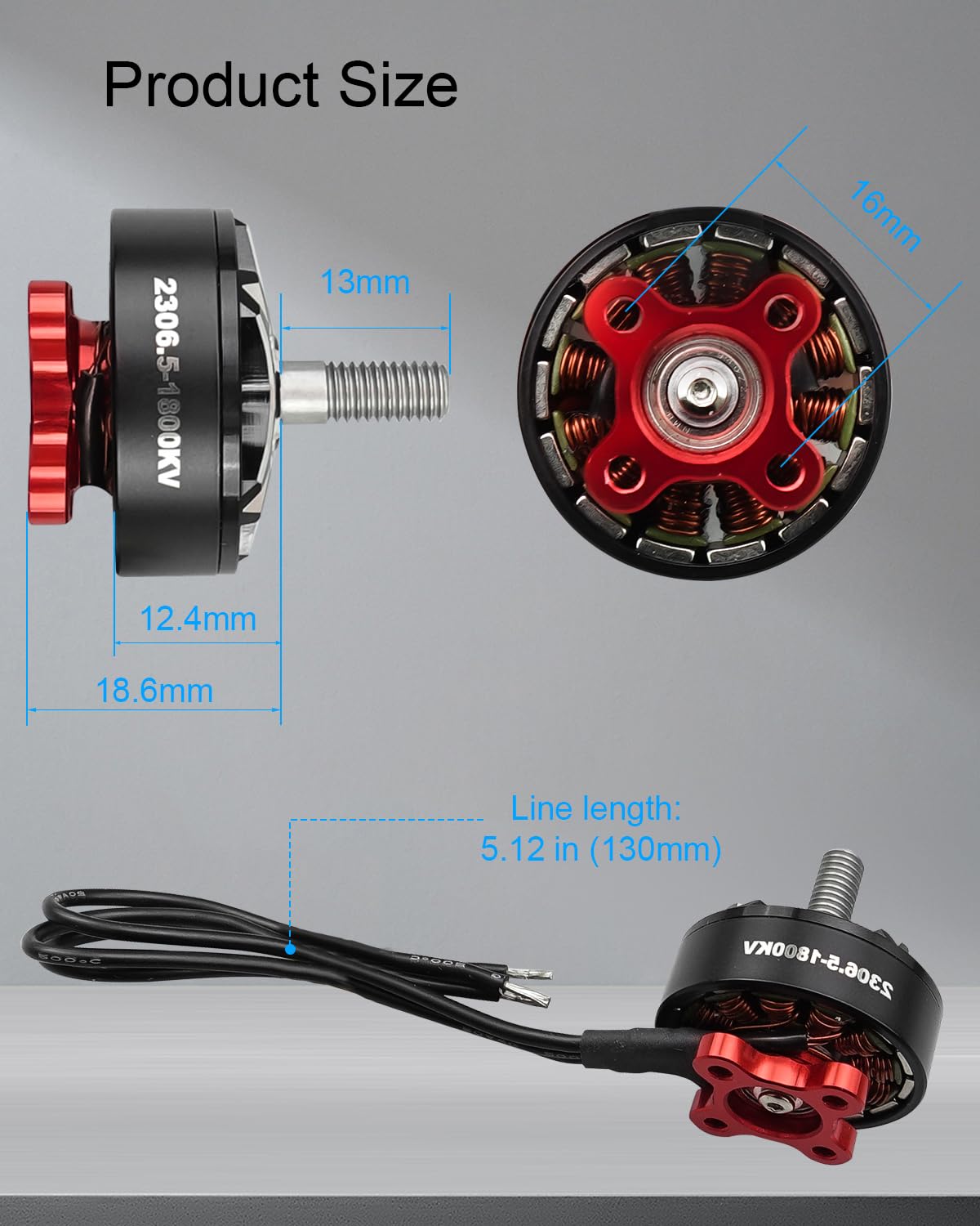 FPV Drone Motor 2306.5 1800KV 6S Brushless Motor Fit for FPV Racing Drone QAV Quadcopter, 4 Pz