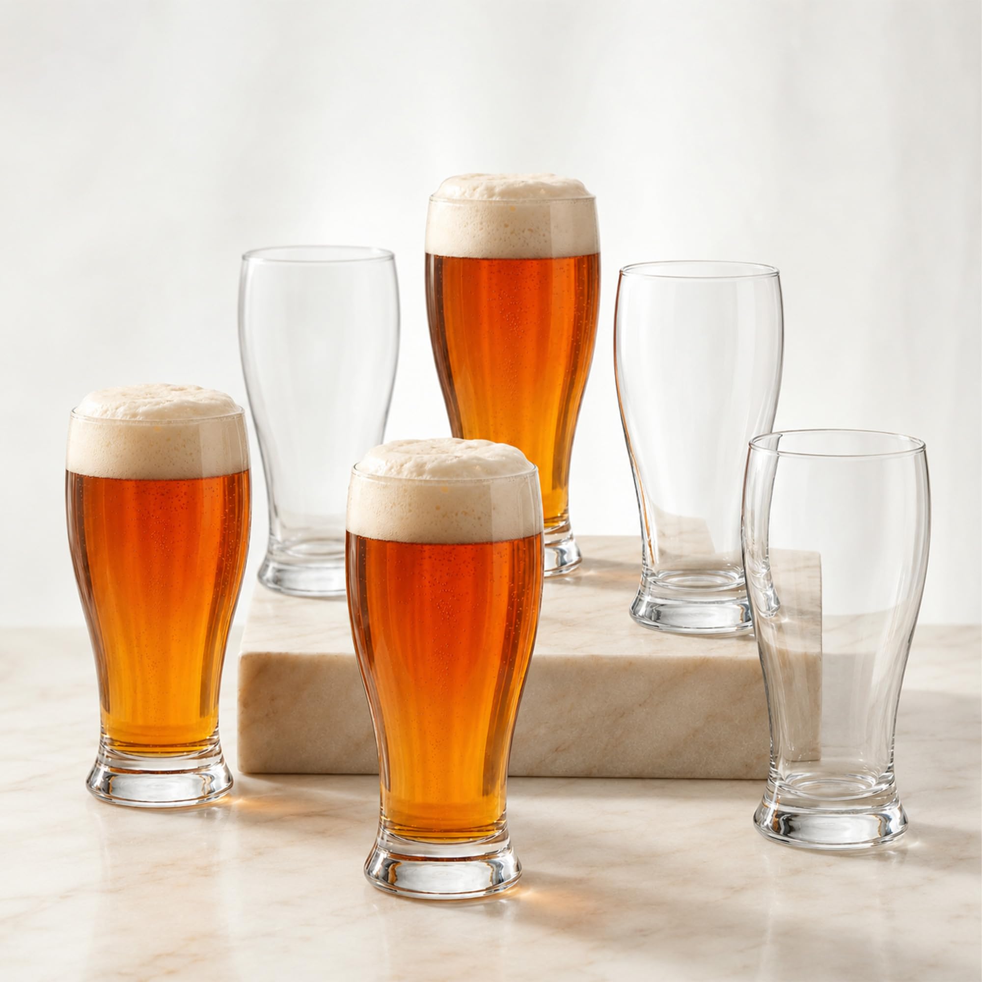 NORDIC SCHILLER Juego de 6 vasos de cerveza de pinta premium, 570 ml, 100 % sin plomo, vasos de trigo, vasos de trigo, vasos de cerveza Pilsner