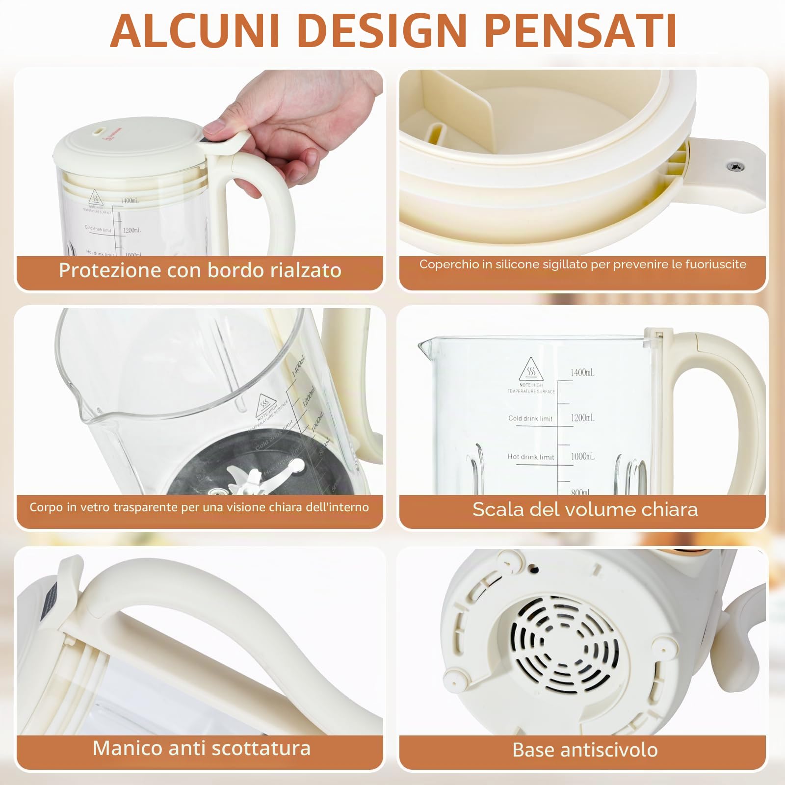 Macchina per Latte di Soia 1,4L, Macchina Automatica per Latte di Noci, con Impostazione di Ritardo, Autopulente, Schermo LED, per Preparare Latte Vegetale Fatto in Casa
