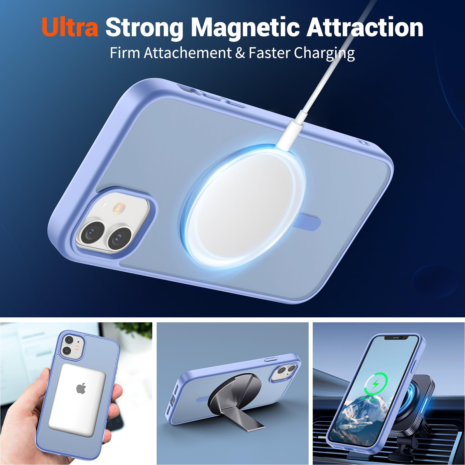 Amazon.com: SUPFINE Magnetic for iPhone 11 Phone Case (Compatible with MagSafe)(Military Grade Drop Protection) Translucent Matte Shockproof Phone Cover,Blue Purple : Cell Phones & Accessories Amazon.com: SUPFINE Magnetic for iPhone 11 Phone Case (Compatible with MagSafe)(Military Grade Drop Protection) Translucent Matte Shockproof Phone Cover,Blue Purple : Cell Phones & Accessories