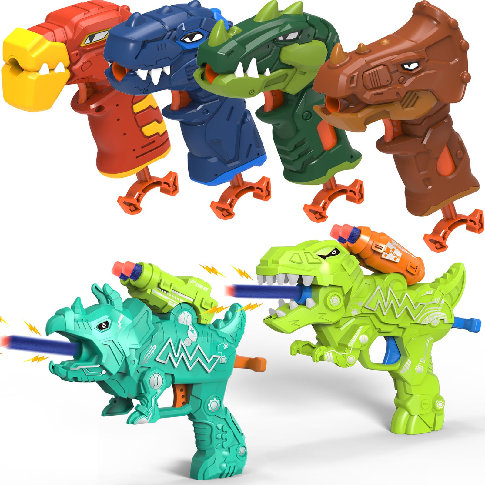 Happitry 6 Pack Dinosaur Toy Guns for Toddlers Age 3-5 Birthday Gift Christmas