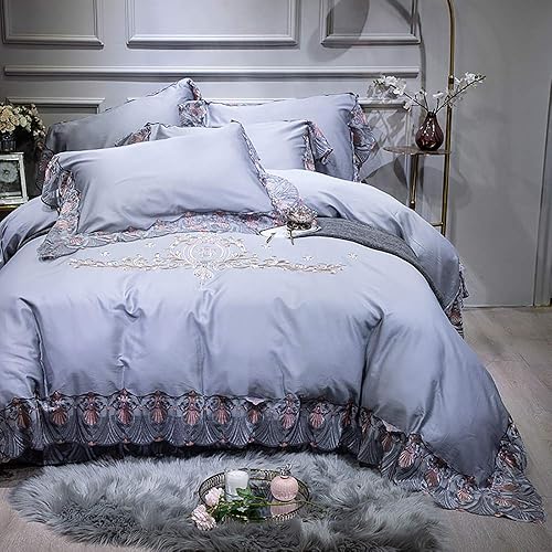 Generic Brands Juego de funda de edredón de encaje jacquard funda de edredón de lujo de 4 piezas, juego de ropa de cama de algodón puro tamaño Queen disponible en Yaxa Colombia