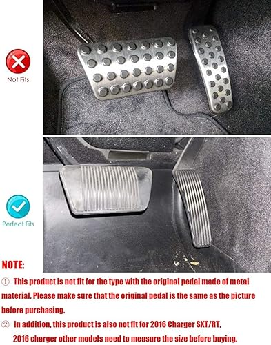 Miniatura 3 de BOYUER Cubierta Antideslizante de Pedal de Freno y Acelerador de Gas de Aluminio Sin Perforaciones Para Dodge Challenger Charger Chrysler 300