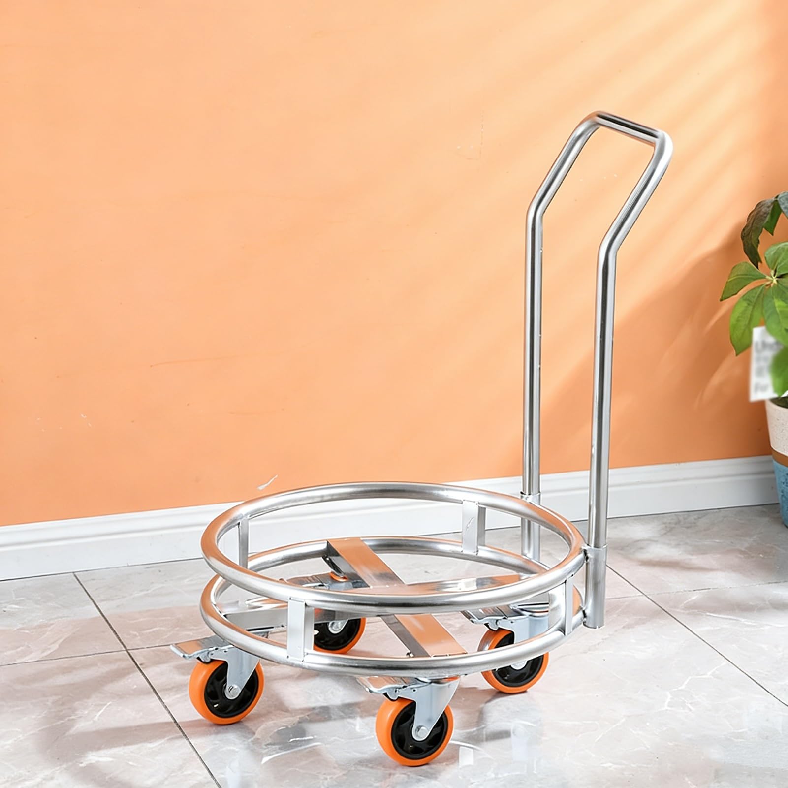 Wspornik garnka ze stali nierdzewnej, wózek na butle gazowe z 4 kółkami, wózek do transportu wiadra na mleko (67 x 67 x 75 cm) - i przenośny Solut