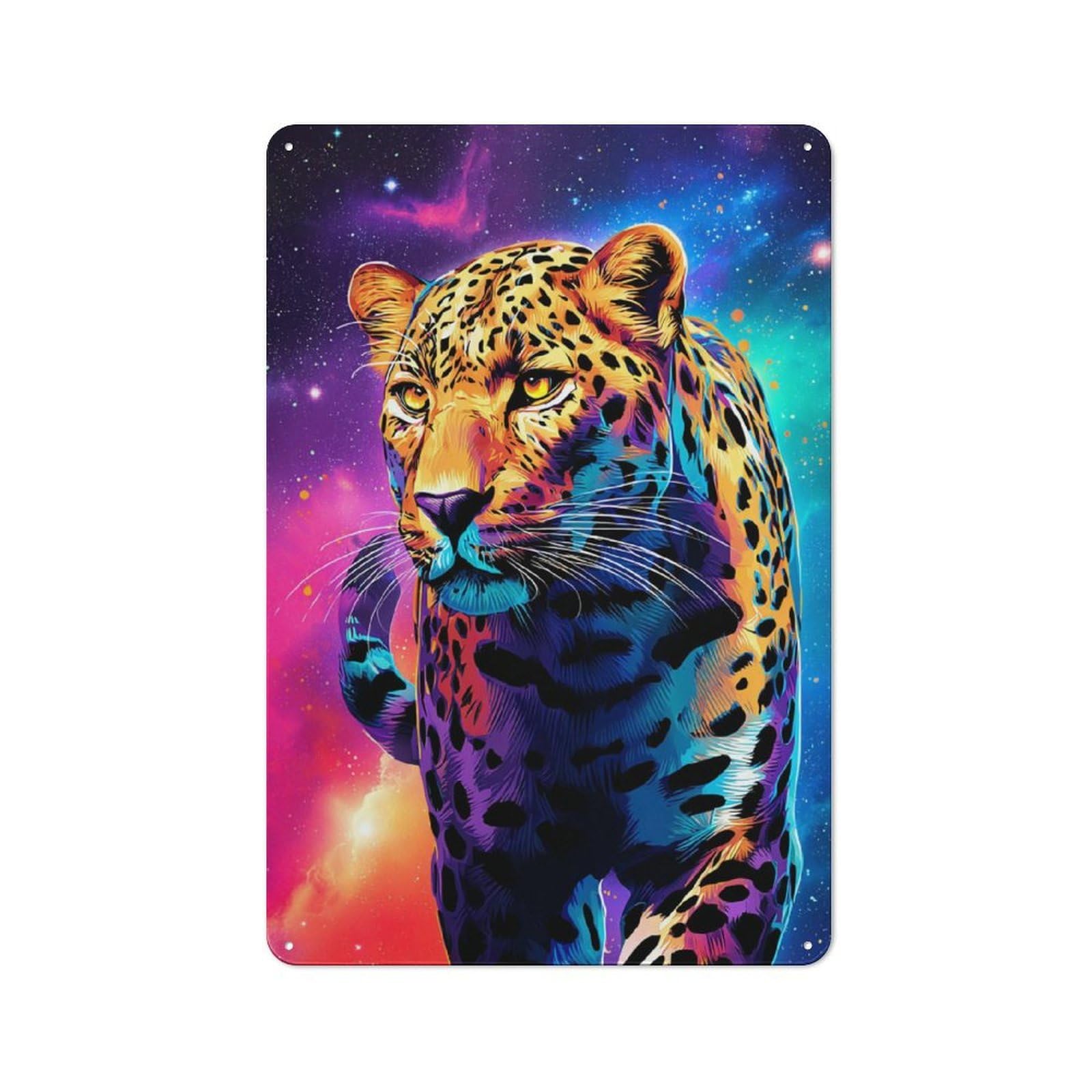 Junmoney Galactic Leopard Majesty -4 30X20cm Retro Tin Sign With For Kitchen Or Home Bar, A Decorative Gift For A Newly Furnished Kitchen And Home Bar