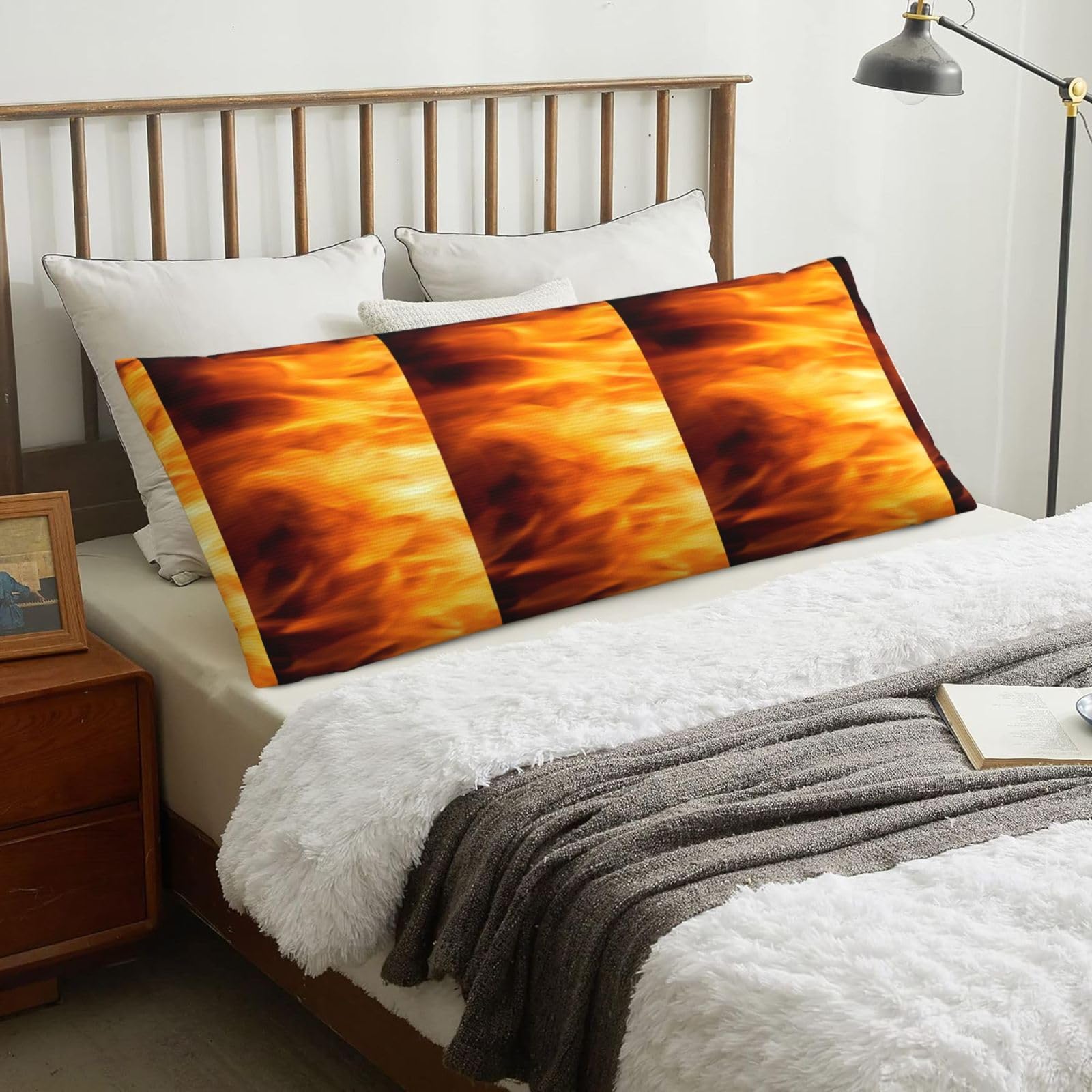 Colorful Fire Flame, Body Pillow Cover with Zipper,Long Body Pillowcase 20 x 60 in