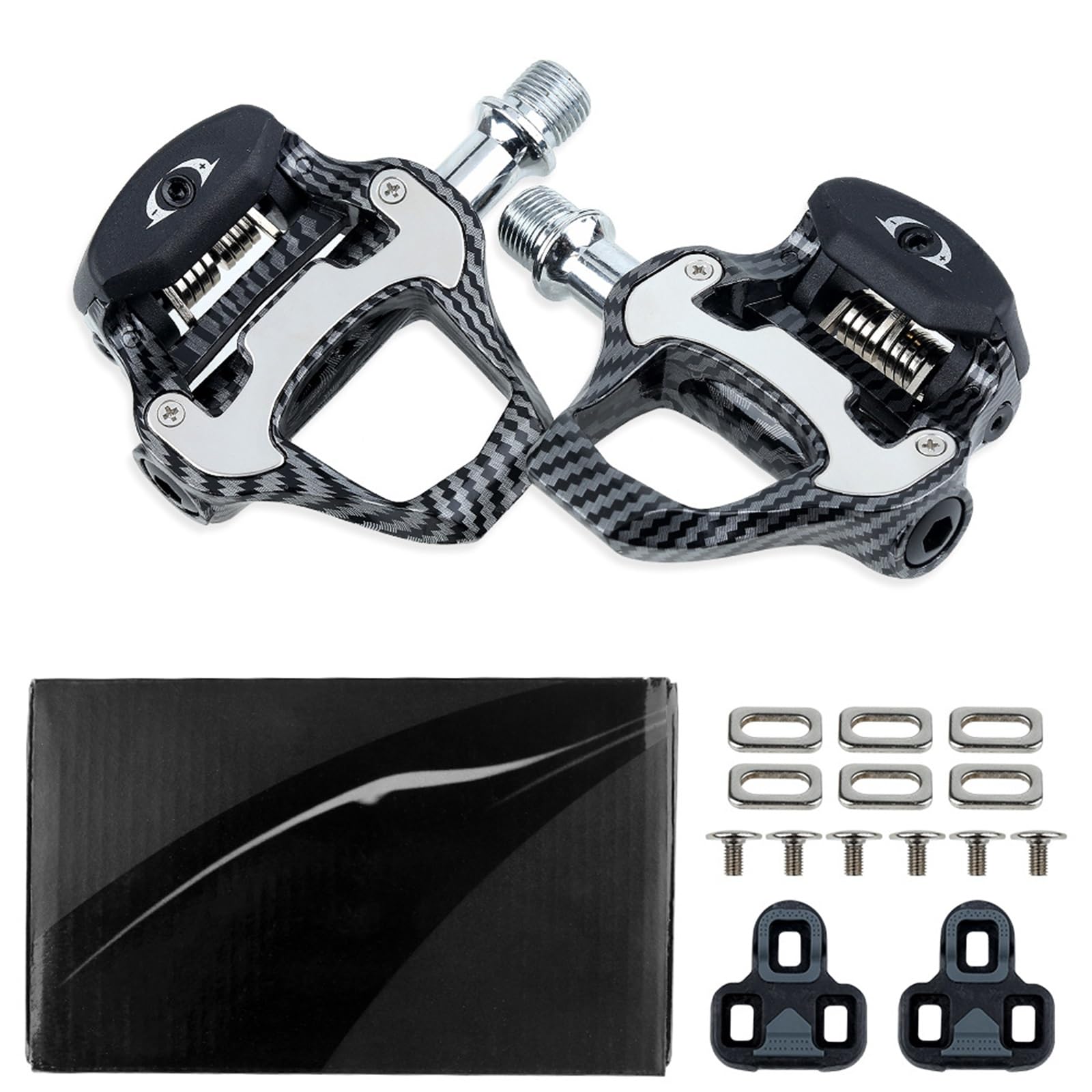 Pedali per Bici da Corsa, Pedali con Cuscinetti in Fibra di Carbonio per Bici, Compatibili con Autobloccaggio, Pedali Universali per Bici da Corsa da 9/16", Pedali Senza Clip(Look)