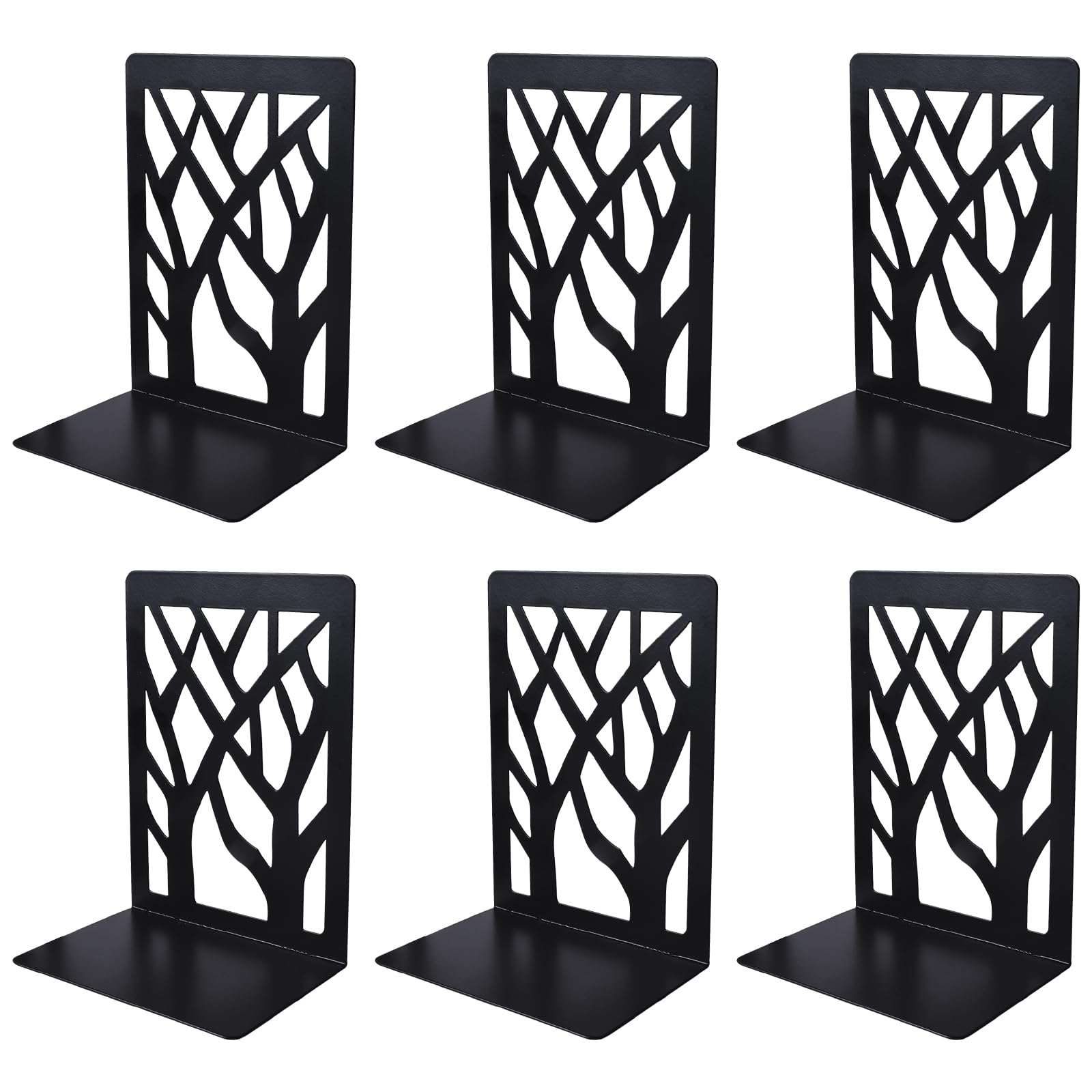 Natuce 3 Pares/6pcs Sujeta Libros de Metal Soporte Libros, Sujetalibros Antideslizante, Negro Sujetalibros Estanteria, Soporte para Libros Gruesos, CD, para Oficina, Biblioteca, Hogar, Escuela