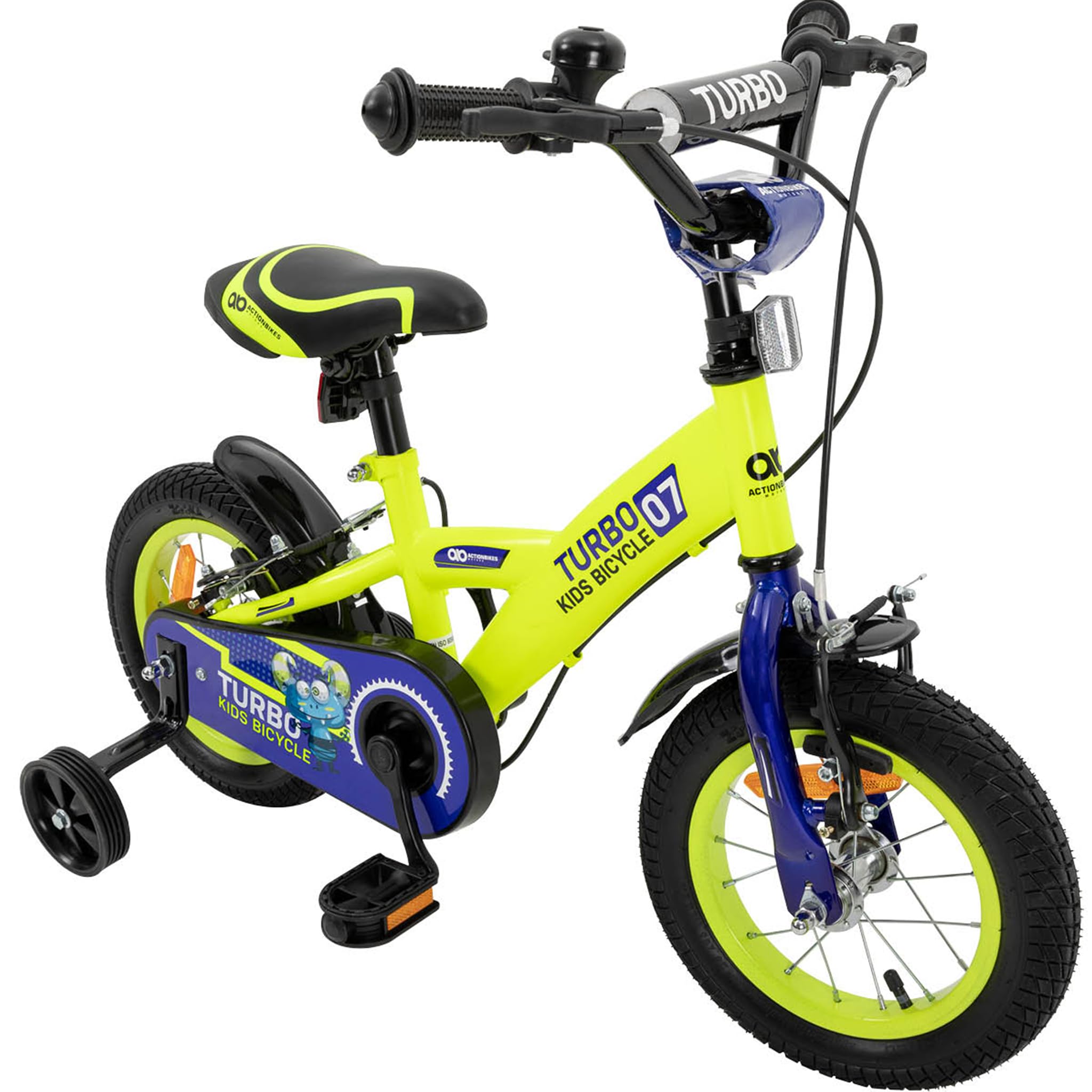 Actionbikes Kinderfahrrad Turbo | 12 16 Zoll - V-Brake Bremsen - Fahrrad für Kinder von 2-7 Jahren - Schutzblech v. / h - Kinder Fahrrad für Mädchen & Jungen - Fahrräder - Bicycle - Kinderrad - Bike