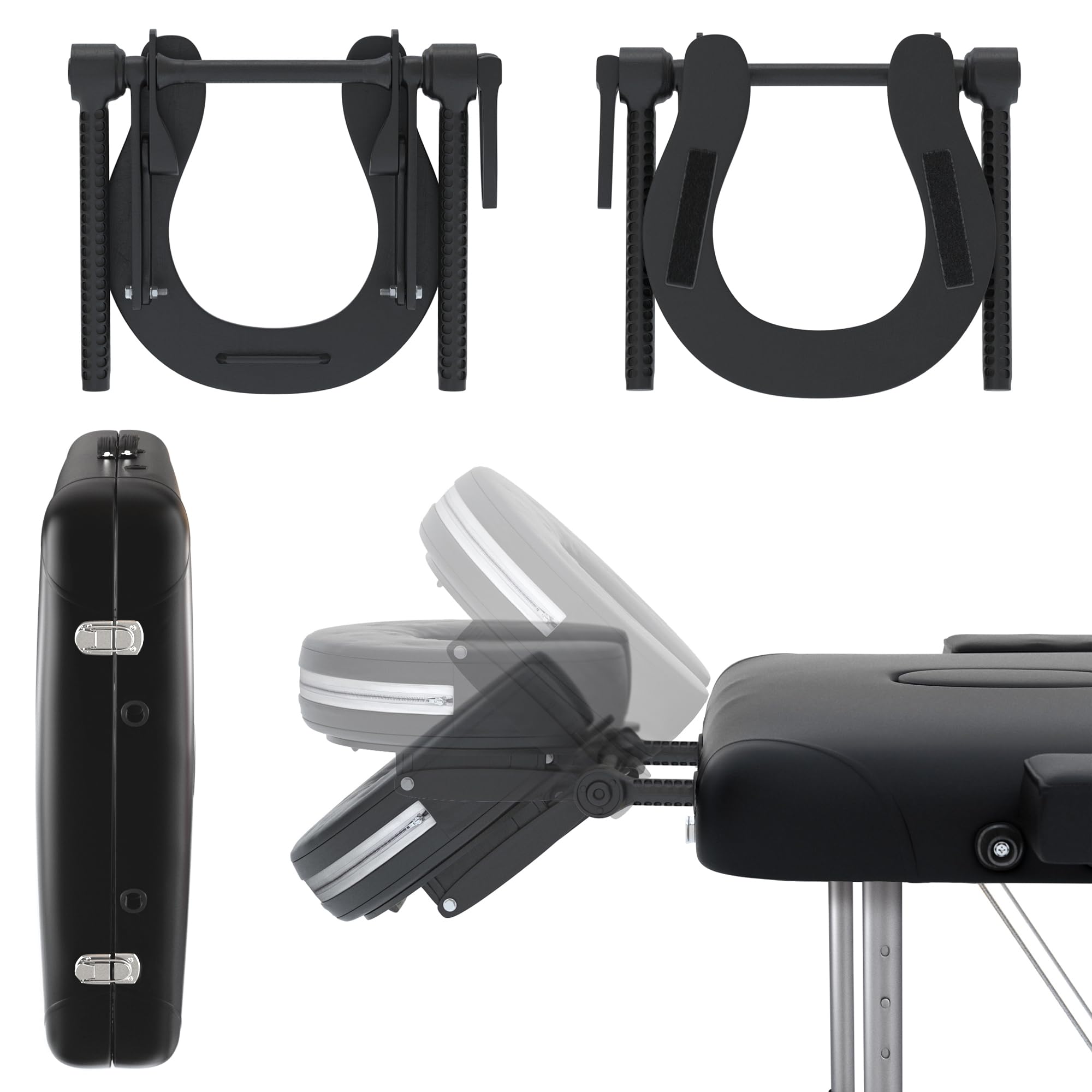 Table de Massage 2 Zones en Aluminium Noir Pliable et transportable