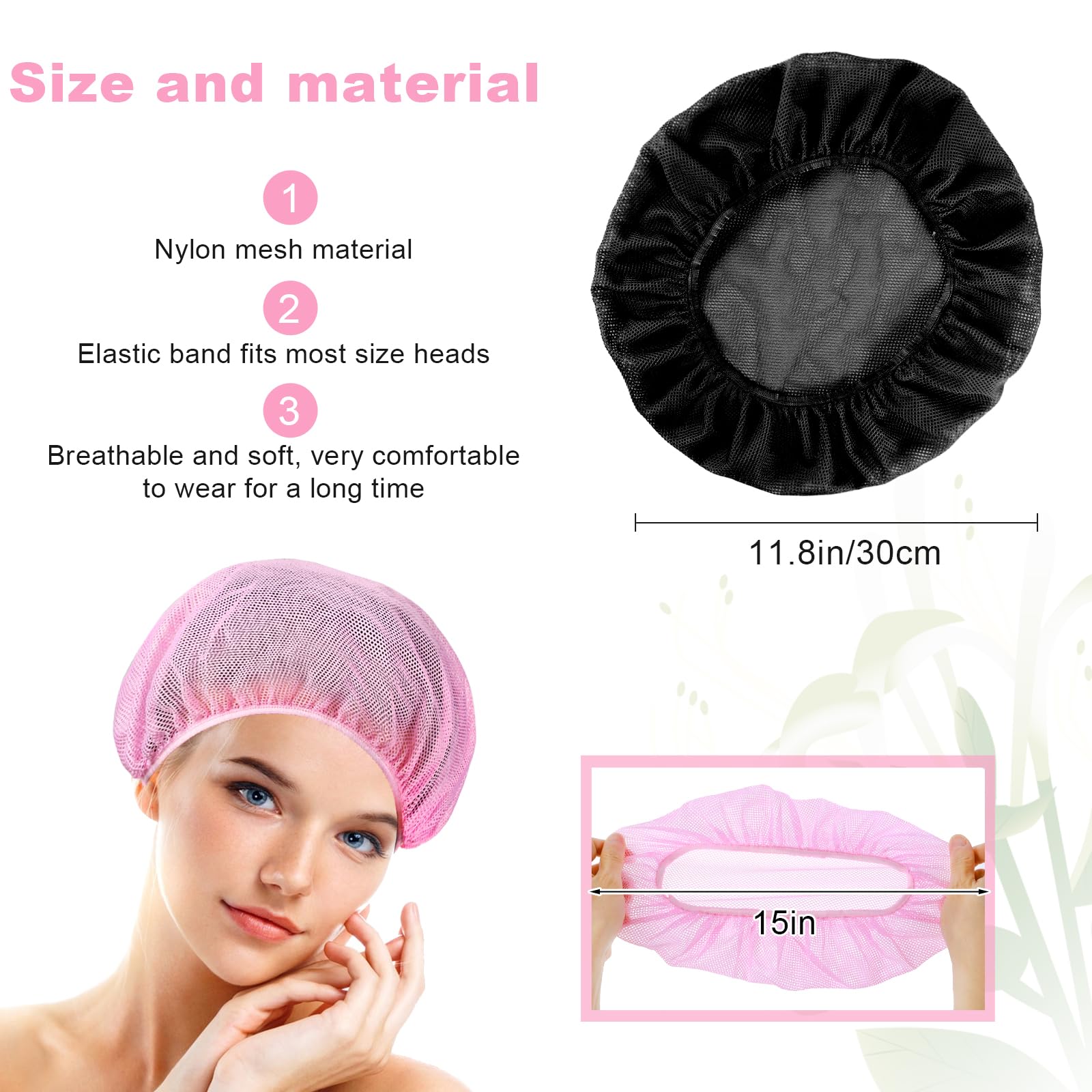 ElevateTech Lot de 4 filets de sommeil en maille pour femme - Filet à cheveux bouclés pour dormir la nuit, Rose, noir., Taille unique
