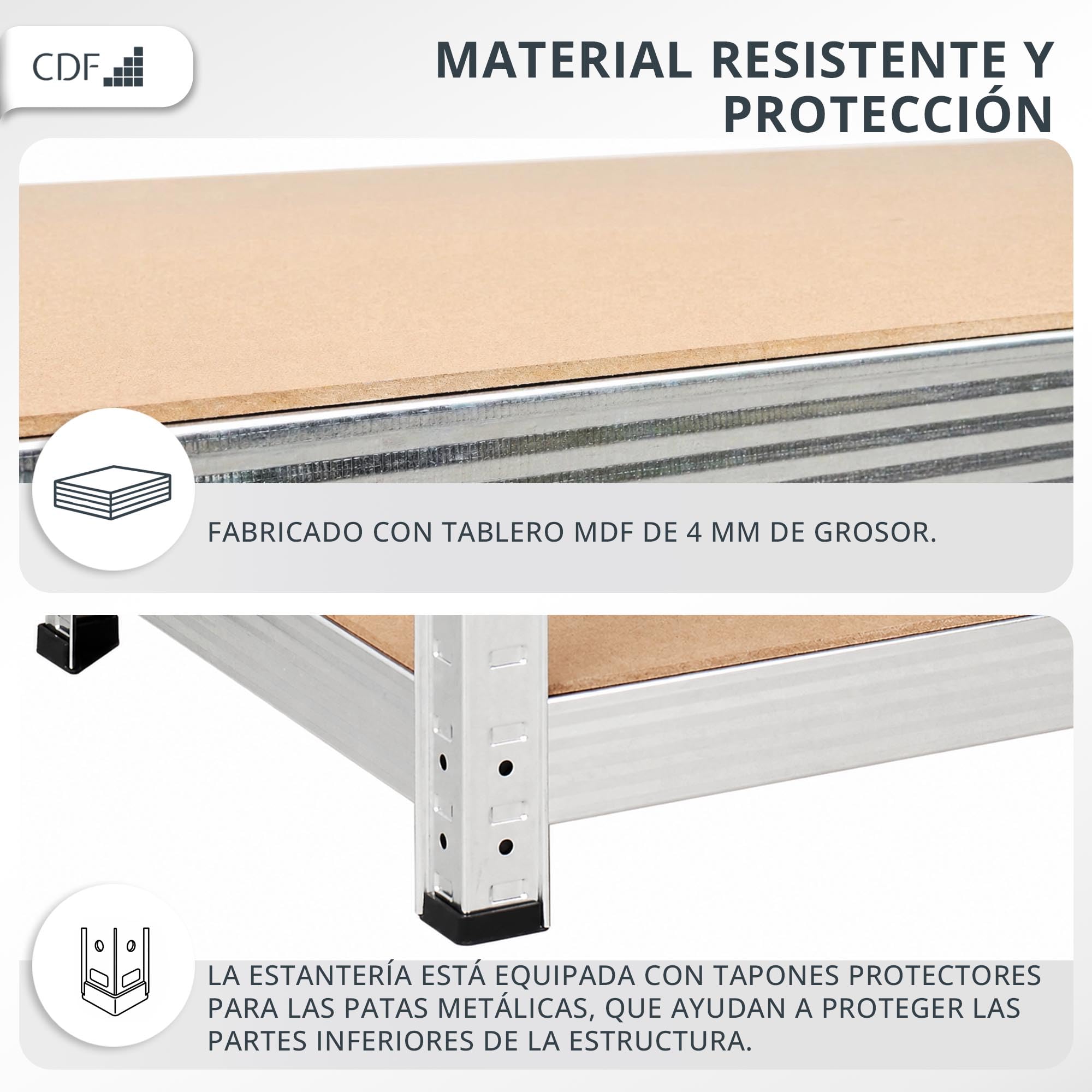 CDF estantería esquinera con 5 estantes, Paneles de MDF, Ahorra Espacio, Capacidad de Carga 875 kg, hasta 175 kg por Estante, estantería de Alta Resistencia, 180x90x40 cm