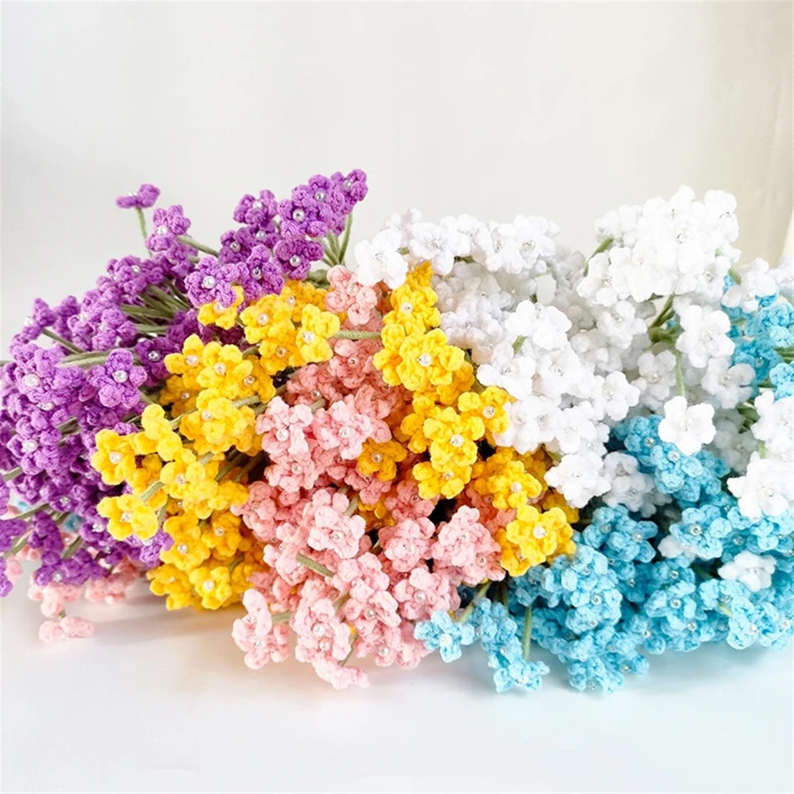BTYQKZVPM，Flores de Ganchillo,Flores de Punto， 1PCS Bouquet Bridal Wedding Decoration Floral Home Table Decor(A)