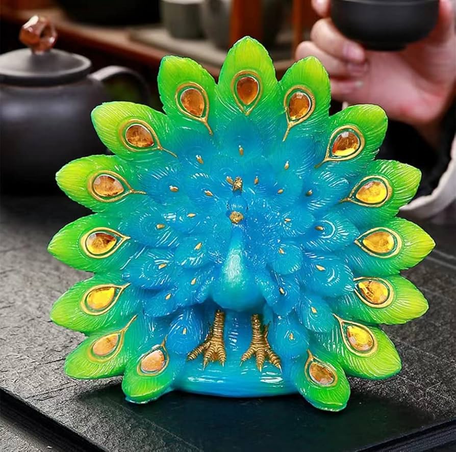 青と金の孔雀の置物 青と金の孔雀の置物 クジャク 置物 孔雀 オーナメント 鳥