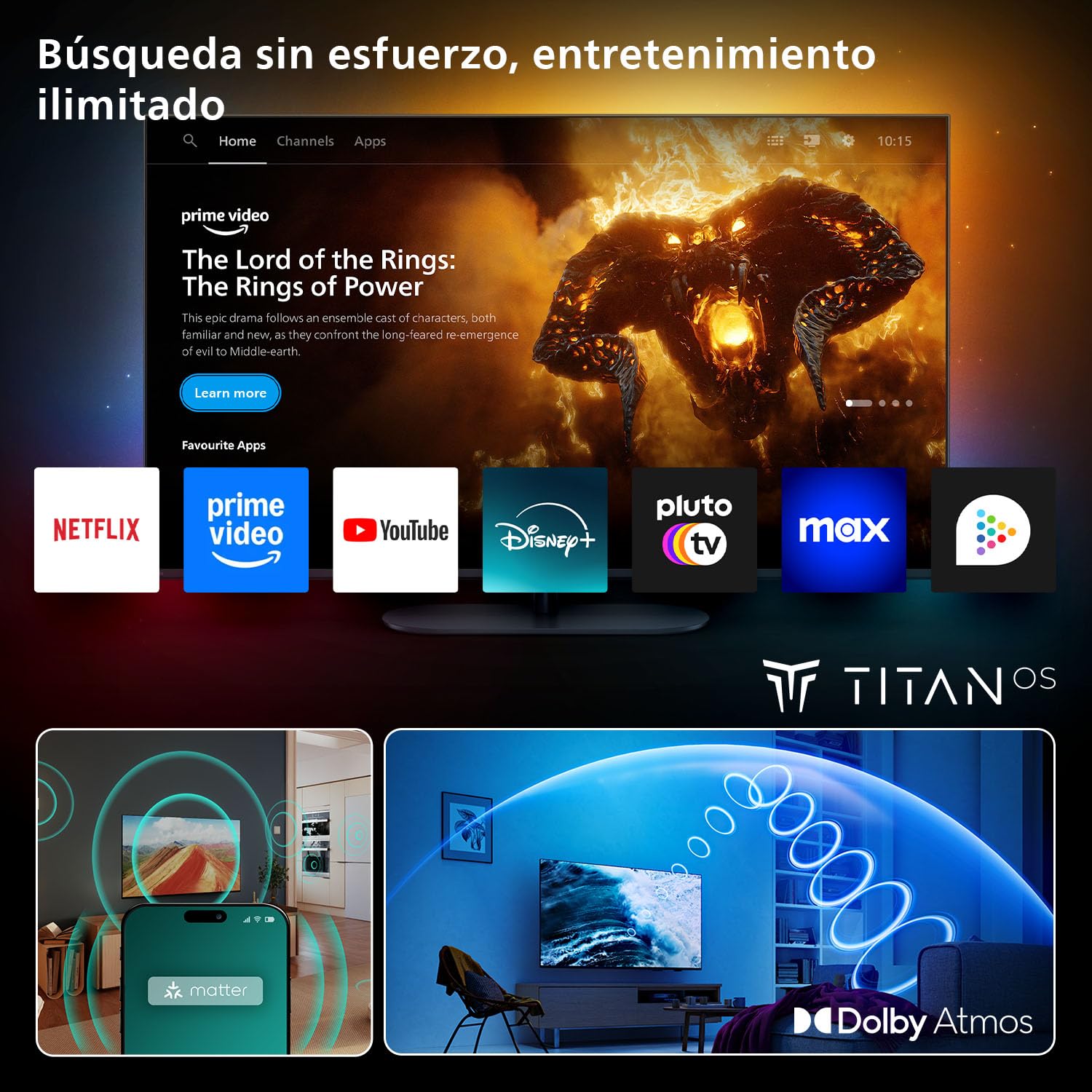 Philips 55PUS7200 Smart TV 4K LED - Pantalla de 55 Pulgadas con Plataforma Titan OS, Pixel Precise Ultra HD y Sonido Dolby Atmos - Funciona con Alexa y con el Asistente de Voz de Google