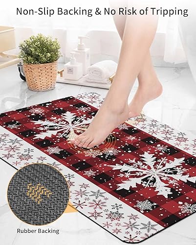 Miniatura 5 de Tapete de baño con diseño de copos de nieve para bañera, antideslizante, de secado rápido y absorbente, tierra de diatomeas, cocina, ducha,