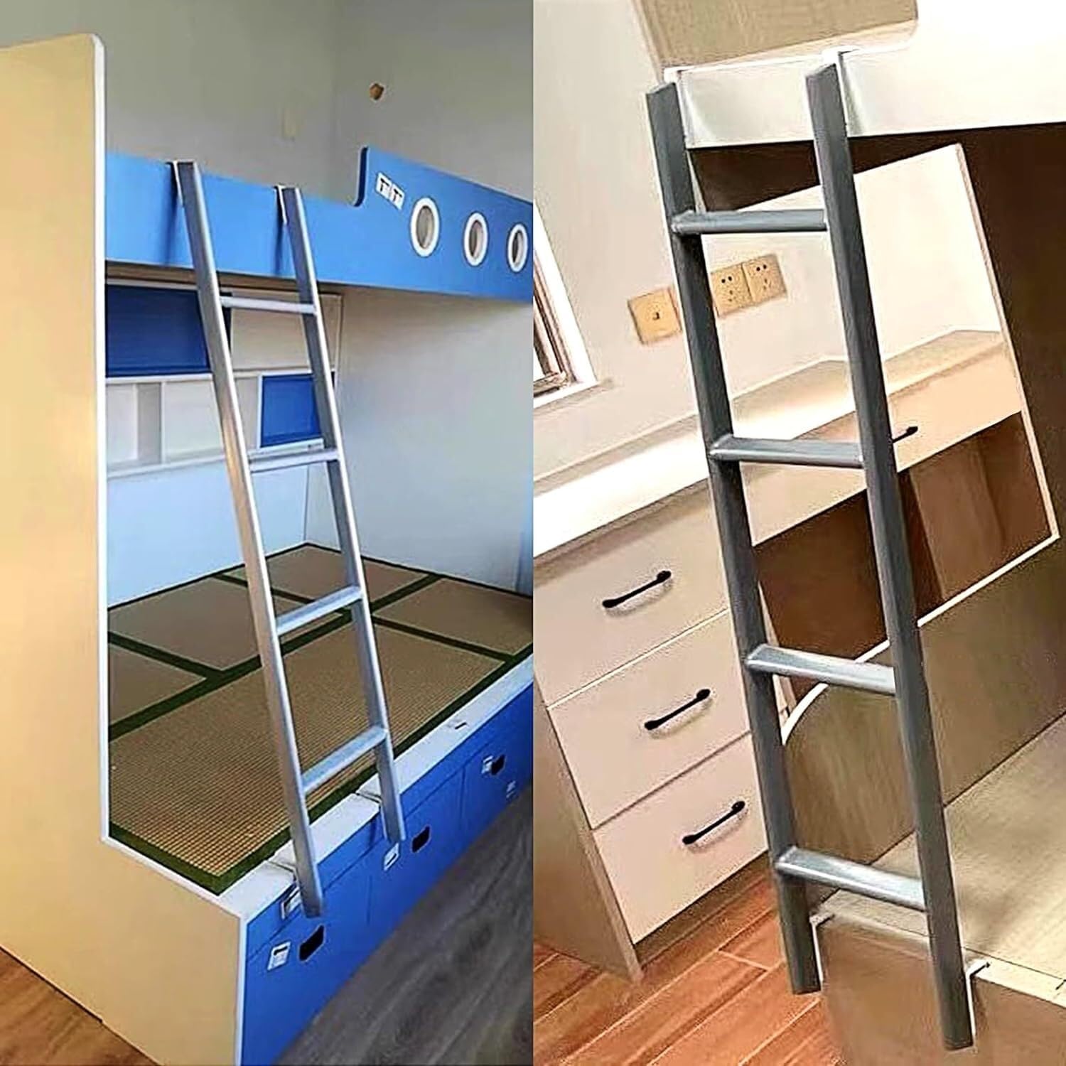 LXXW Scaletta per Letto a Castello in Metallo con Ganci Scaletta per Letto Sospesa in Argento per La Camera da Letto Loft Domestica Scaletta per Camper Loft Dormitorio (Dimensioni: 116 cm (4
