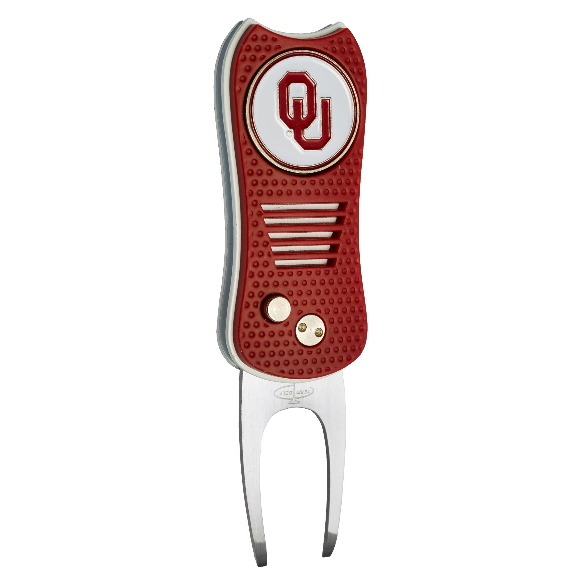 Team Golf NCAA Switchblade Divot Tool with Double-Sided Magnetic Ball Marker, Features Patented Single Prong Design, Causes Less Damage to Greens, Switchblade Mechanism