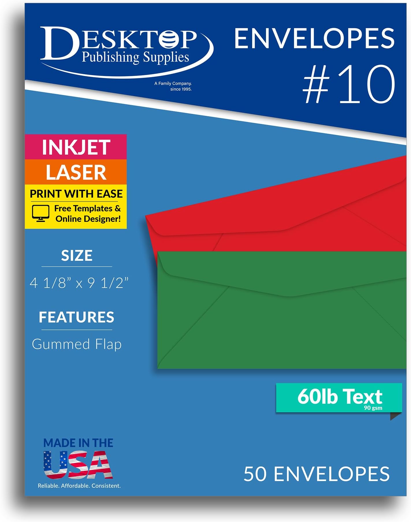 Red & Green #10 Envelope Holiday Pack - 50 Envelopes Total (25 of Each Color) - Perfect for Seasonal Invites & Gifts!