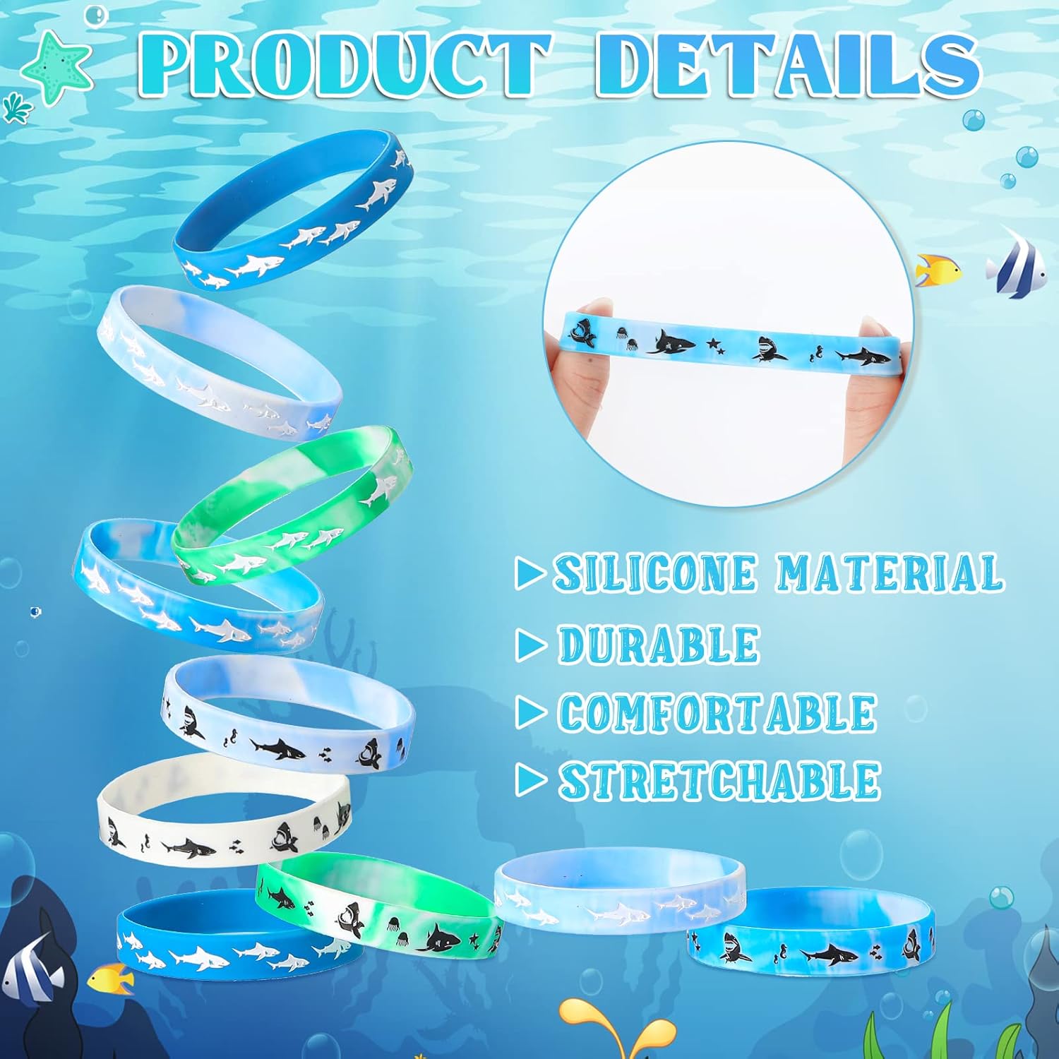 Buy 48 Pieces Shark Party Favors Shark Wristbands Shark Birthday Party