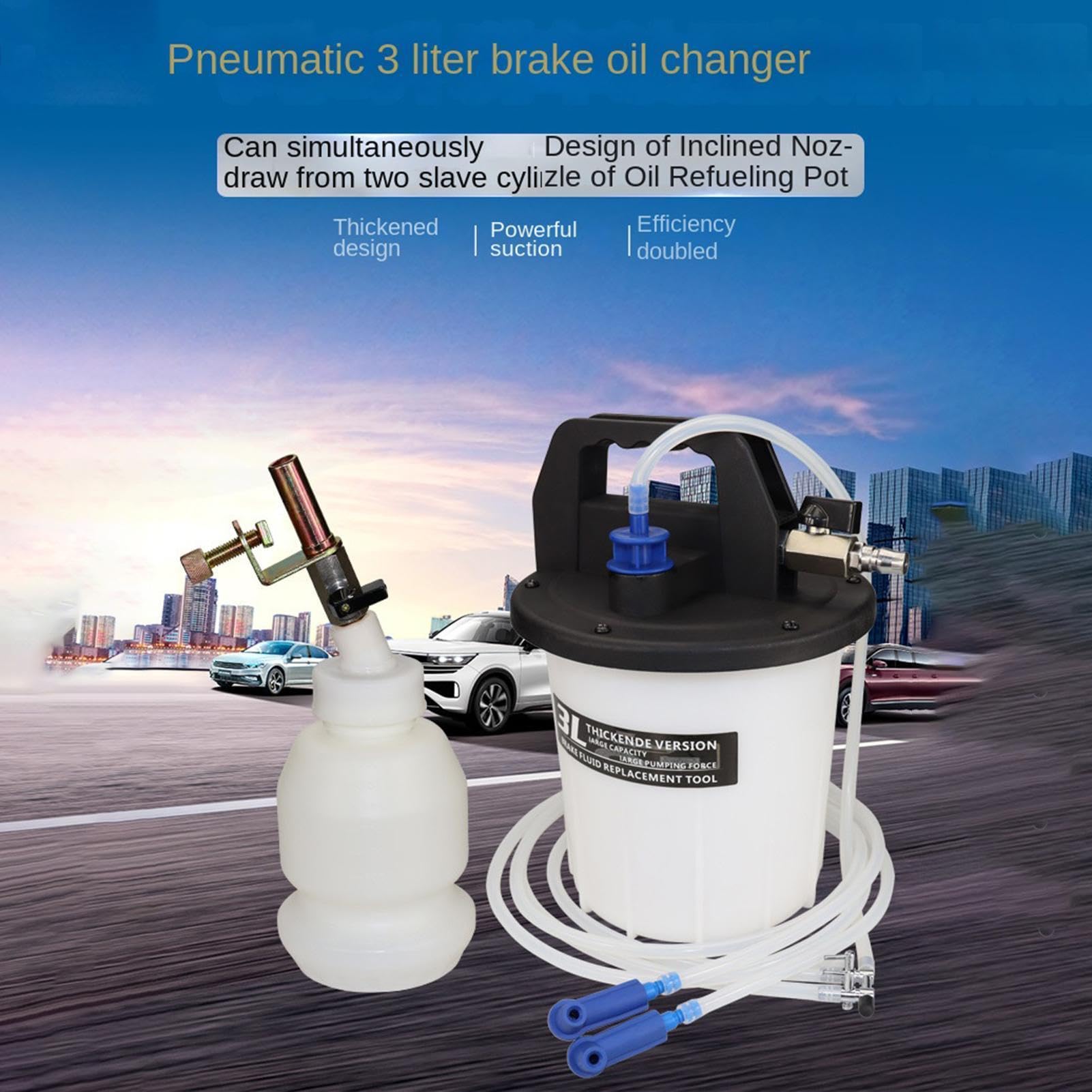 Extractor de Líquido de Frenos Dispositivo Antirretorno 3L Fácil | Kit Extractor Neumático de Líquido de Frenos Para Mecánicos de Coche, Mantenimiento y Garaje