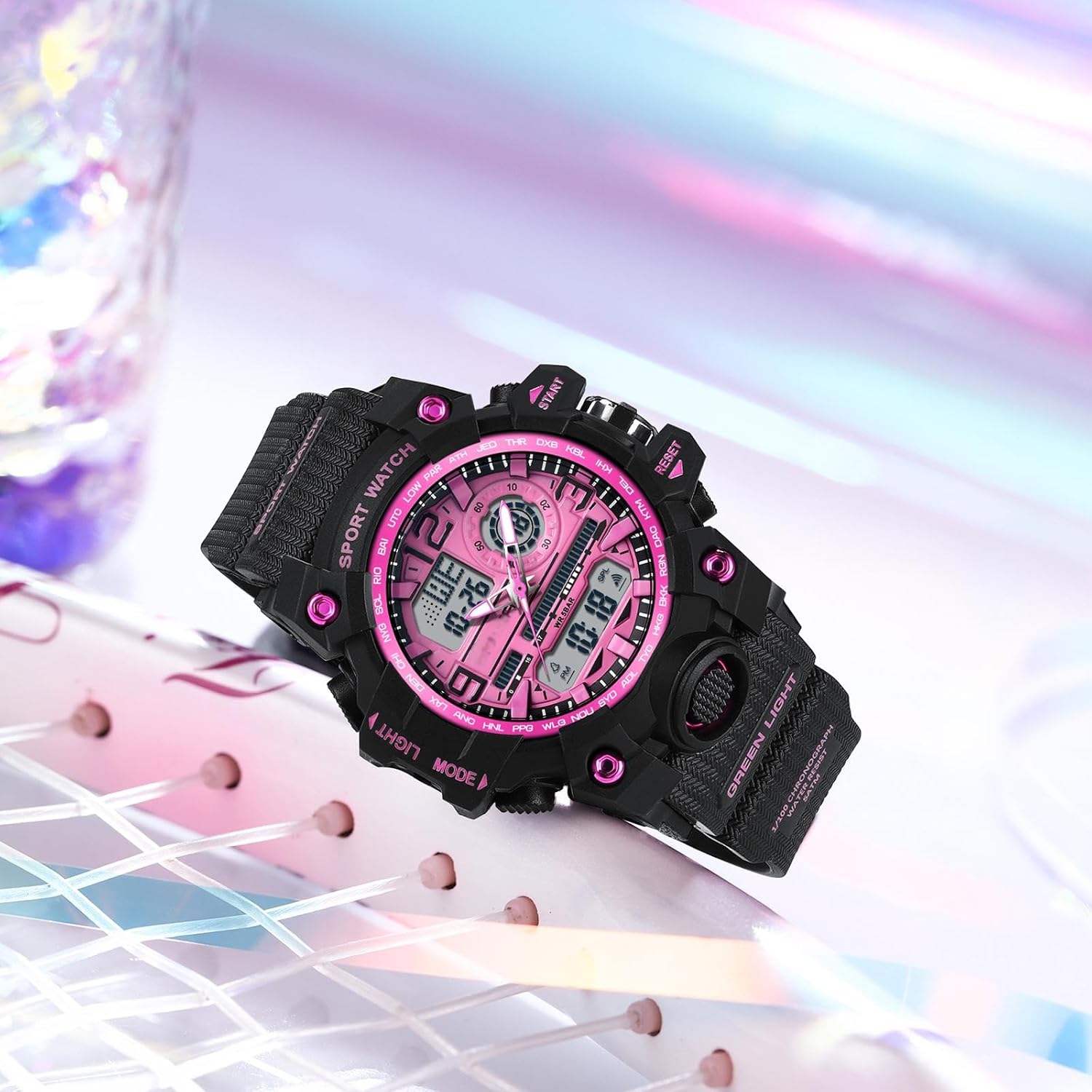 findtime Women's Ladies Digital Sports Watch, White Watches for Women with Alarm Stopwatch Hourly Chime Light Up Outdoor Reloj Militar - Image 3