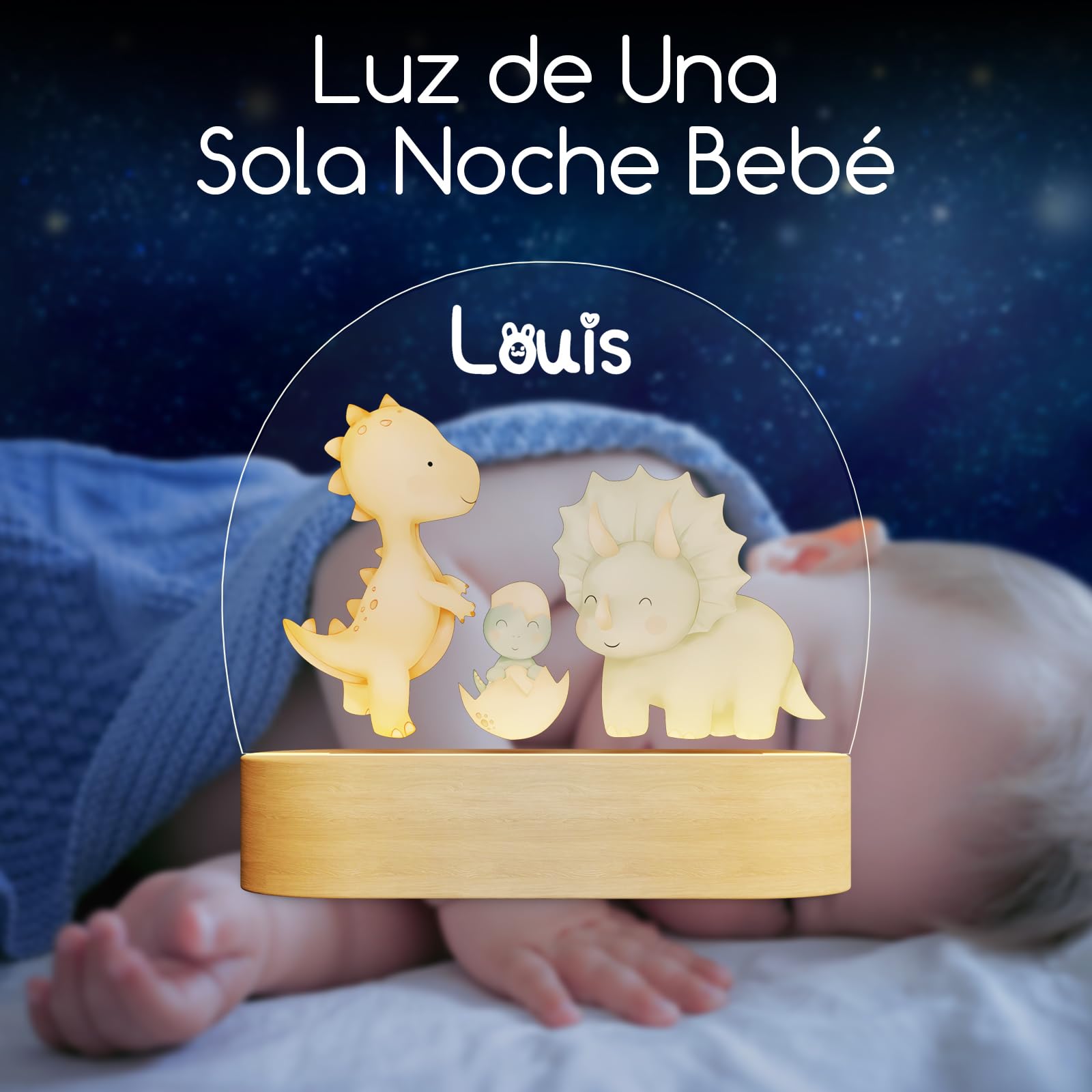 Luz Nocturna Personalizada Con Nombre Y Fecha De Nacimiento