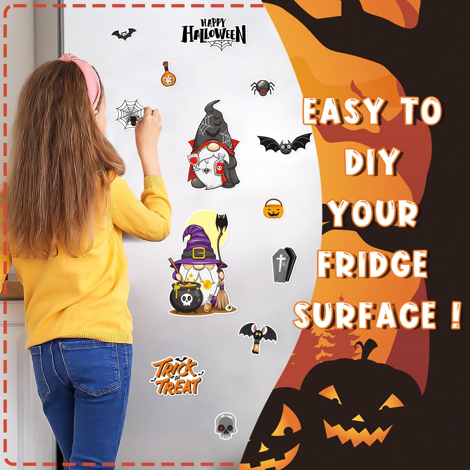 13pcs Halloween Magnets for Fridge Clearance - Halloween Gnome Magnets Decor for Kids DIY Halloween Fridge Home Kitchen Garage Door Car Indoor Outdoor Decorations