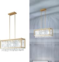 Vista 18 de LMQNINE Candelabro rectangular moderno para comedor, lámpara de cristal negro, lámpara lineal, lámpara de granja para isla de cocina, mesa de bar