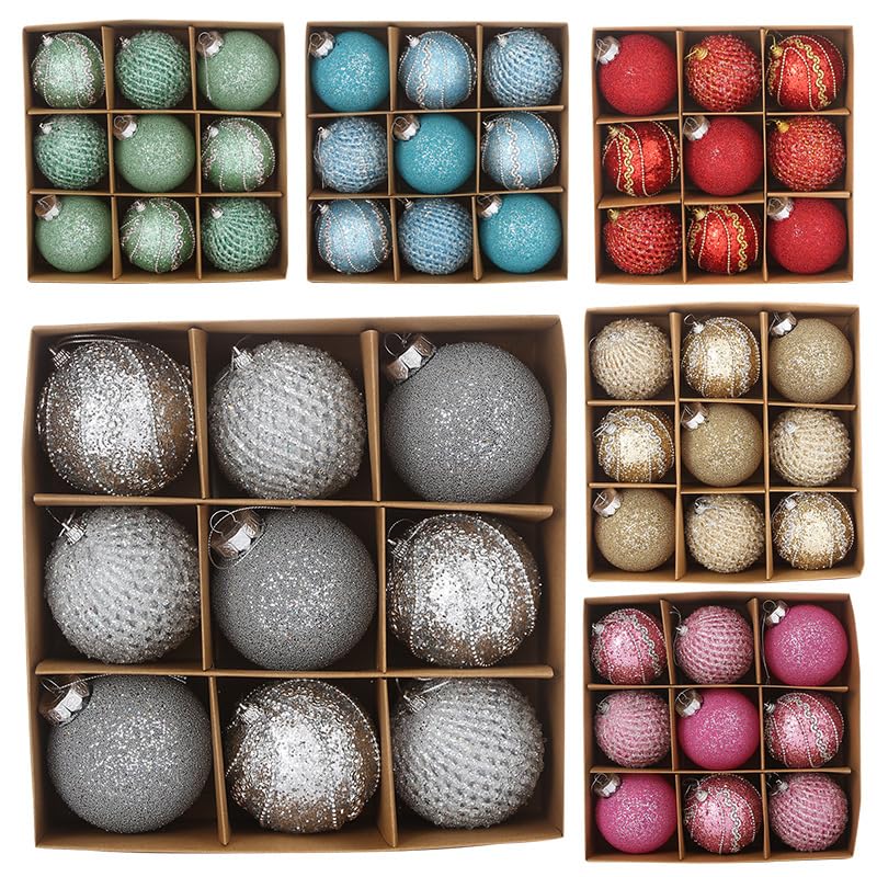 Bolas de Navidad, Champagne Bolas de Navidad 9Pcs 8cm Baubles Decoraciones claras para Las Vacaciones del árbol Casa Decoración de la Fiesta de Navidad ﻿ (Dorado)