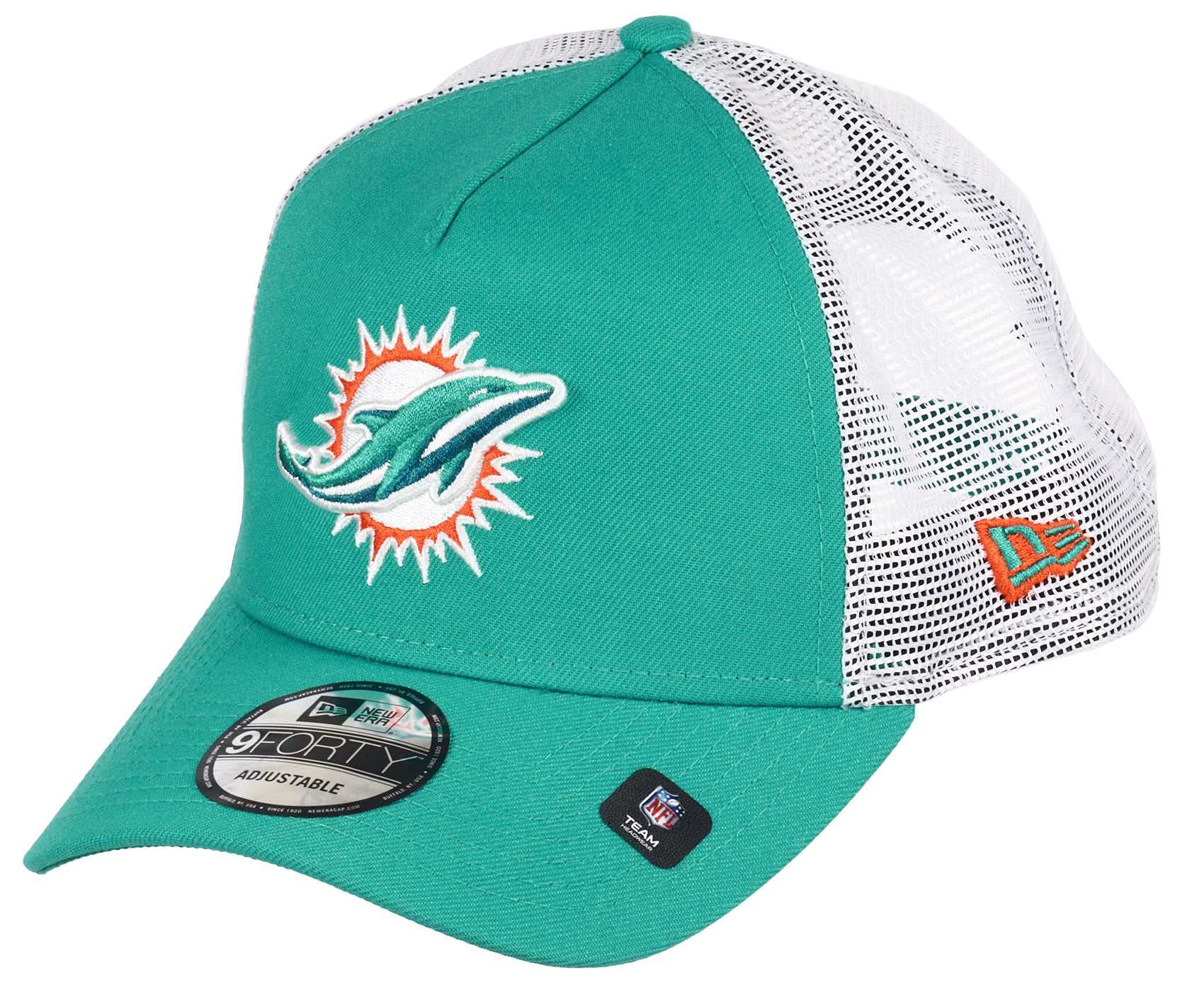 New Era Miami Dolphins NFL White Mesh Trucker 9Forty A-Frame Trucker Cap