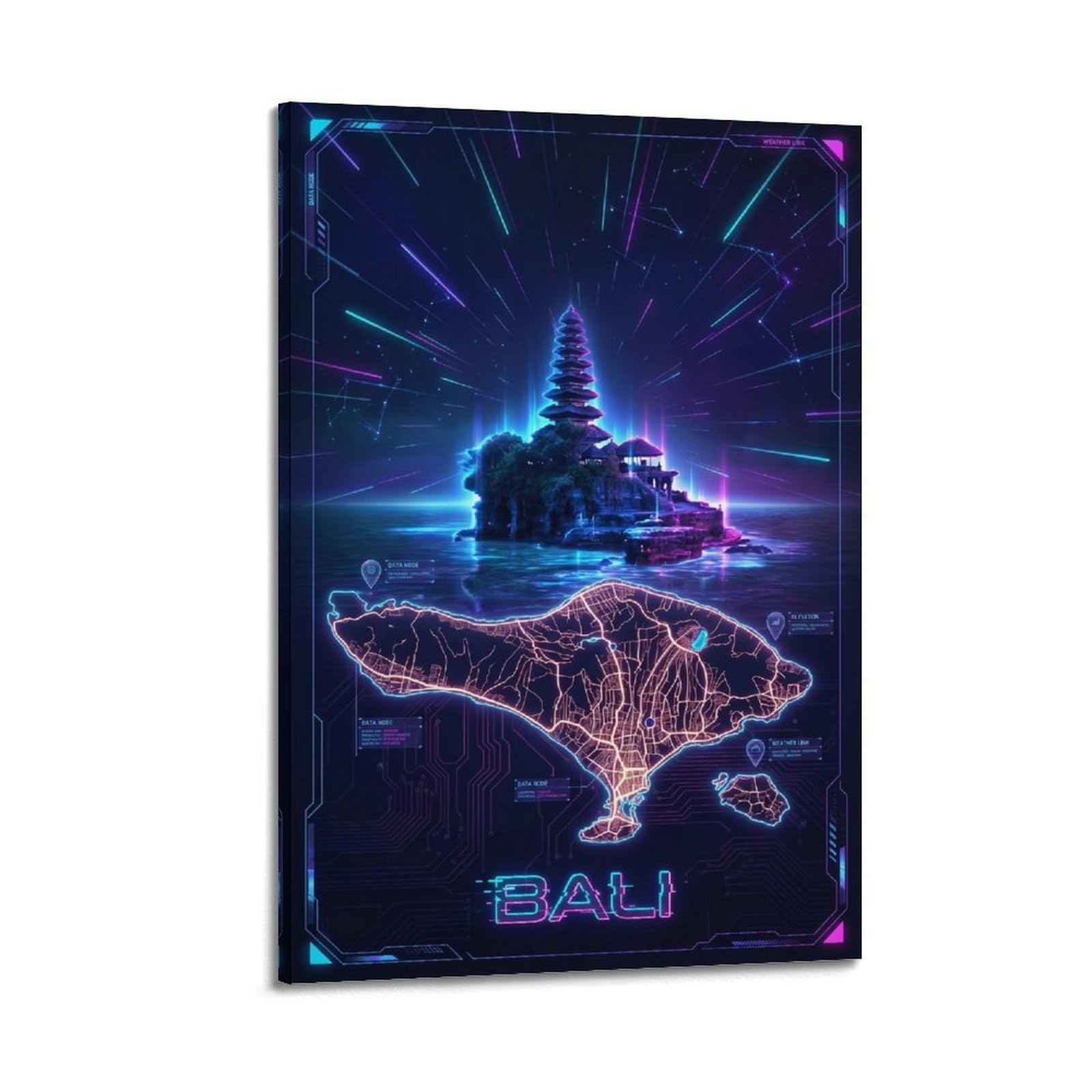 XKUGA Retro Indonesia Map Poster Travel Bali Island Modern Decorative Canvas Prints - Ideal Wall Art for Family, Man Cave, Game Room, Boys & Girls Bedroom 20x30inch(50x75cm)