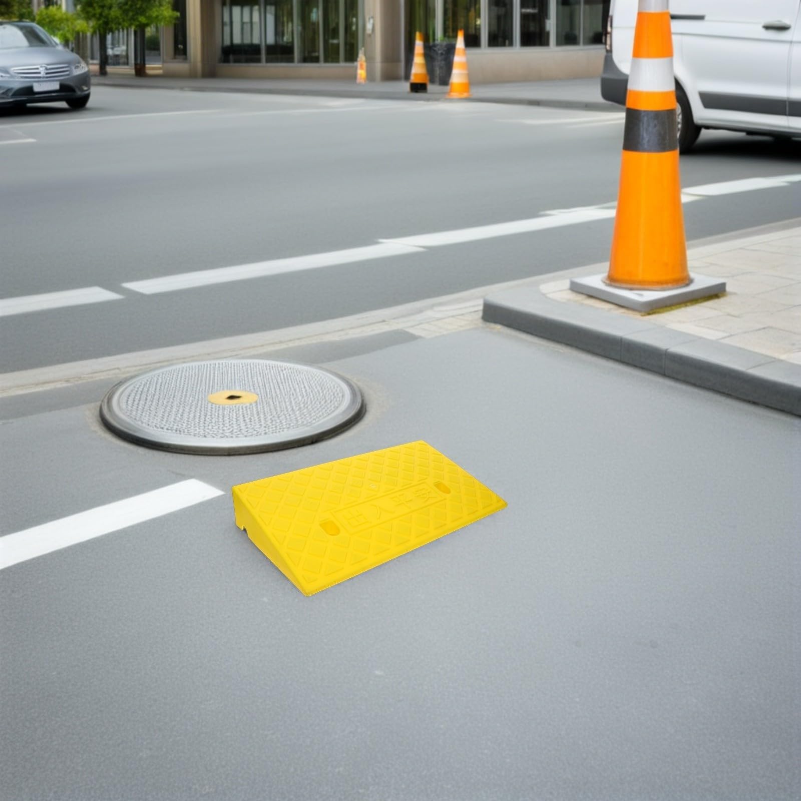 Mipcase Rampa para Sillas de Ruedas y Scooters Eléctricos de PE Resistente y Antideslizante, Fácil de Retirar Manualmente, Adecuado para Garajes y Espacios Públicos