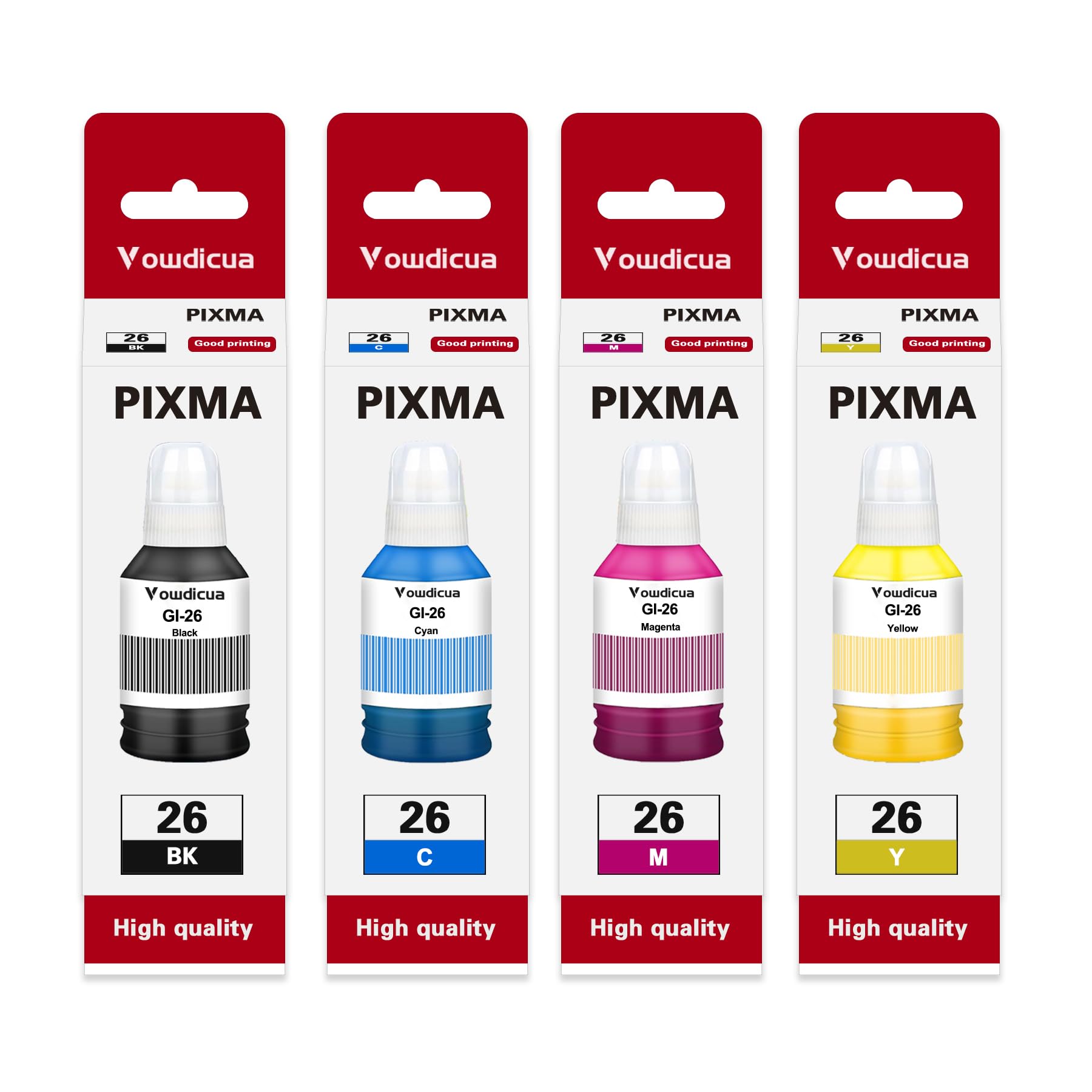 GI-26 GI26 Ink Refill Bottles Set (4-Pack,KCMY) Compatible GX7021 Ink Replacement for Canon GI-26 GI26 Ink with GX3020 GX4020 GX5020 GX6020 GX6021