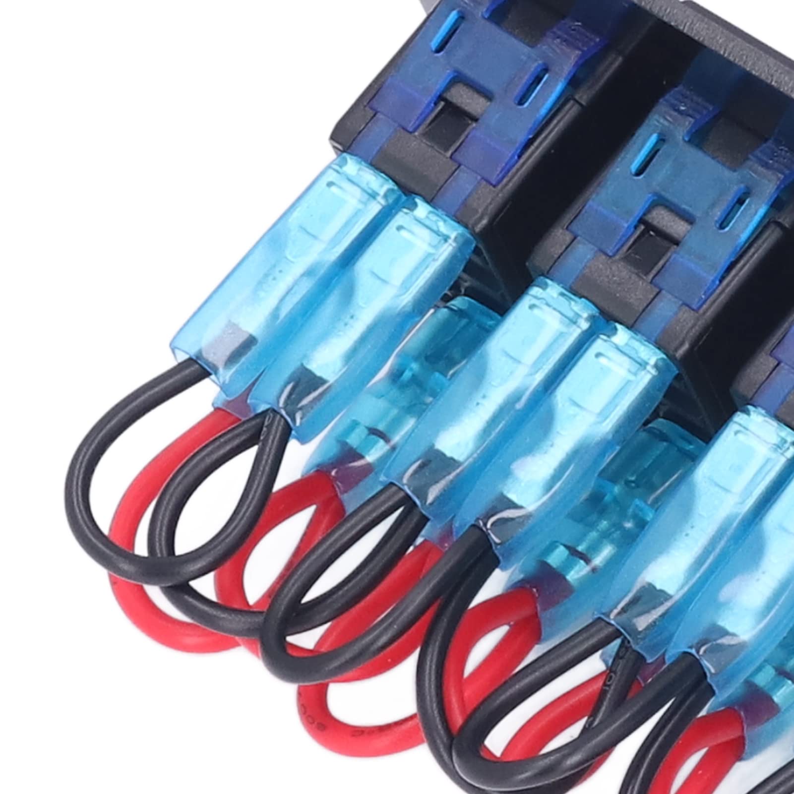 4-Gang-Wippschalter-Panel-Kippschalter mit LED-Hintergrundbeleuchtung, Schutzart IP65, für Motorboote, Autos, LKWs, Yachten, Schwarzes ABS-Material
