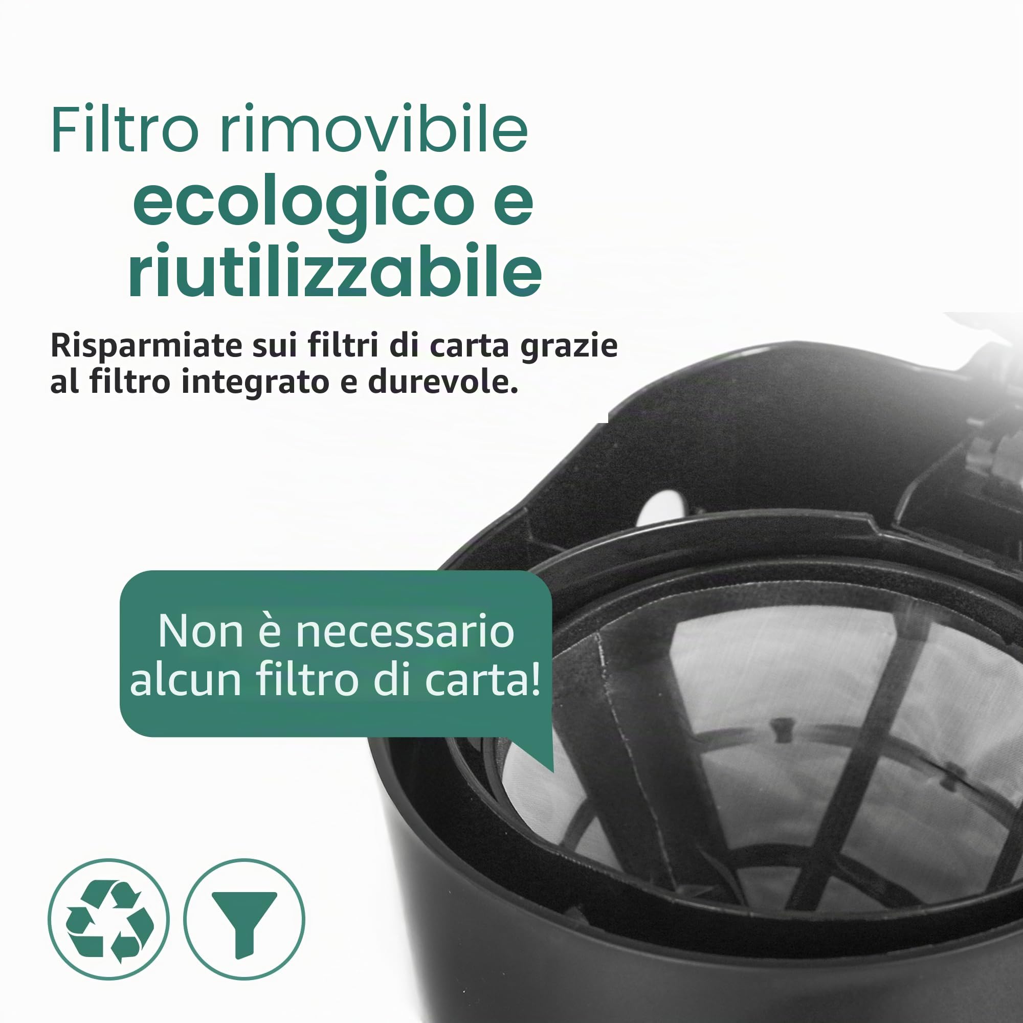 Emerio CME-116801 - Caffettiera in vetro da 0,6 l, per fino a 5 tazze di caffè fresco, filtro permanente rimovibile, funzione antigoccia, 40 minuti, spegnimento automatico, 600 Watt, senza BPA,