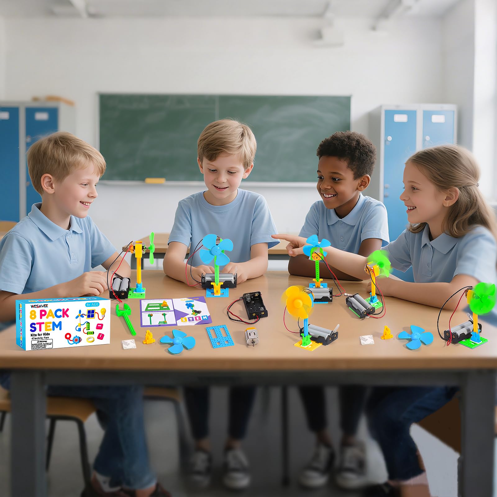 Kits STEM a granel – Juego de 8 ventiladores eléctricos, kits de ciencia para niñas y niños de 8 a 12 años, juguetes STEM para niños de 6-8 8 a 10 6 7 8 10 12 13 años, actividades de ingeniería 8