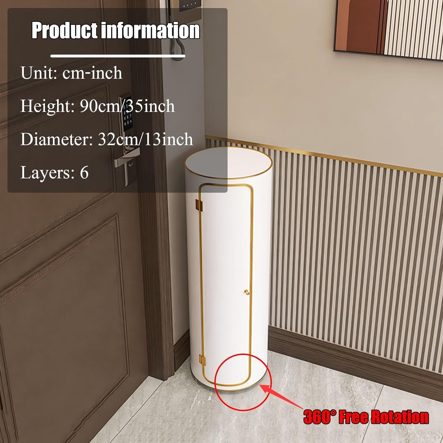 Schuhregal Vertikales Schuhregal Metall 360 Grad drehbarer Schuhschrank Moderner runder Schuhregalturm Durchmesser 32 cm/40 cm Rotierender Schuhständer Luxus Um nach Glück zu streben Chaser of Light