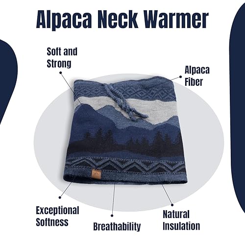 Miniatura 7 de Knitted 100% Baby Alpaca Neck Warmer, Neck Gaiter, Beanie (Snow Mountain)