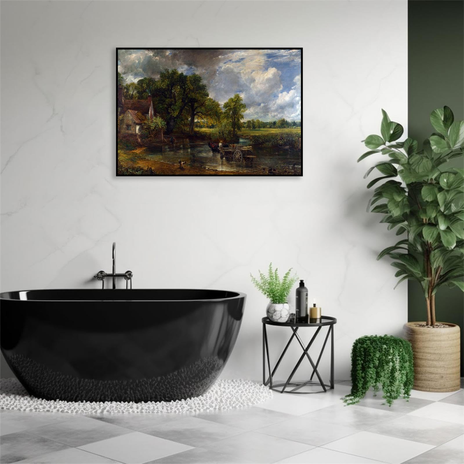 MYCGGDGH Cuadro Giclee Imprimir en Lienzo,El carro de heno,Reproducciones de Famosos Cuadros ArtíSticos de Pared Carteles E Impresiones Para DecoracióN100x70cm(39x28in) Marco negro